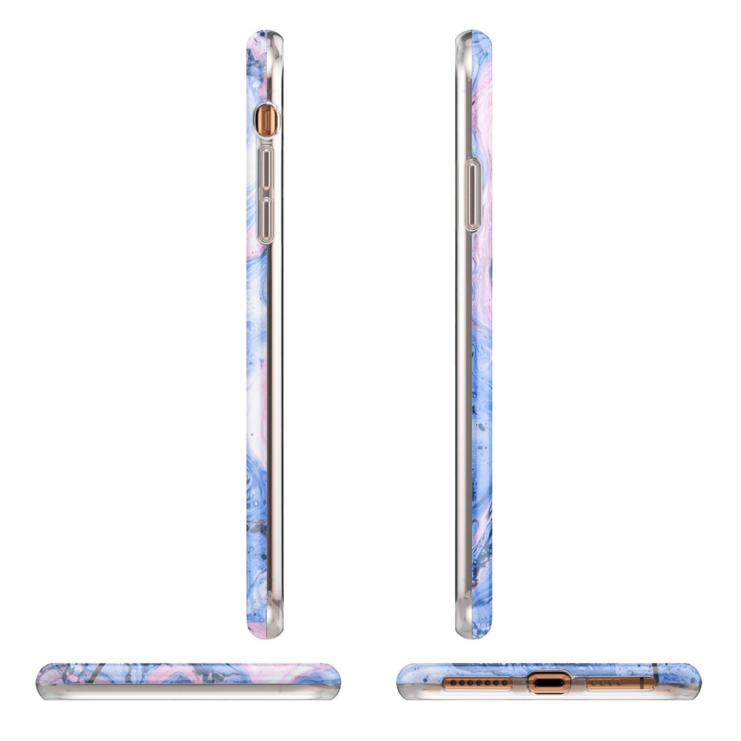 Ocean Blue and Pink Marble iPhone 11 Pro Max 3D Tough Case Angle Images