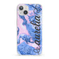 Ocean Blue and Pink Marble iPhone 13 Clear Bumper Case
