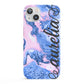 Ocean Blue and Pink Marble iPhone 13 Full Wrap 3D Snap Case