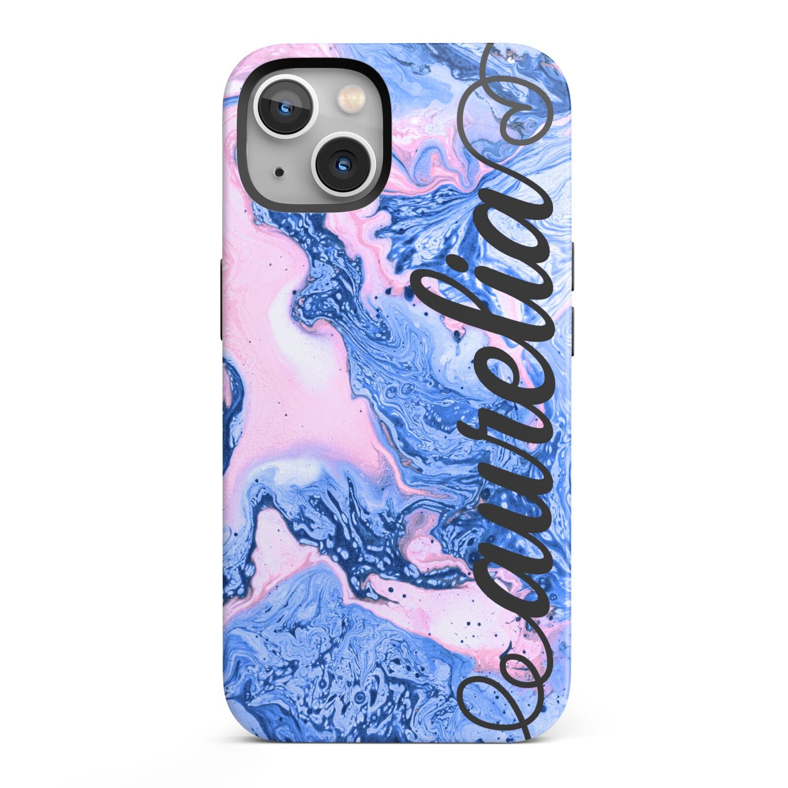 Ocean Blue and Pink Marble iPhone 13 Full Wrap 3D Tough Case