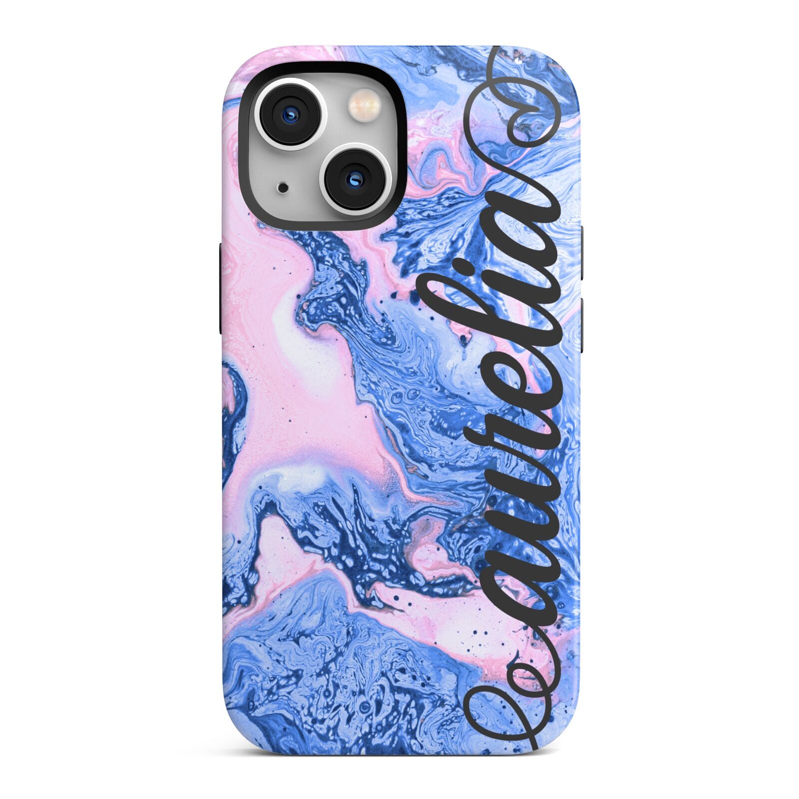 Ocean Blue and Pink Marble iPhone 13 Mini Full Wrap 3D Tough Case