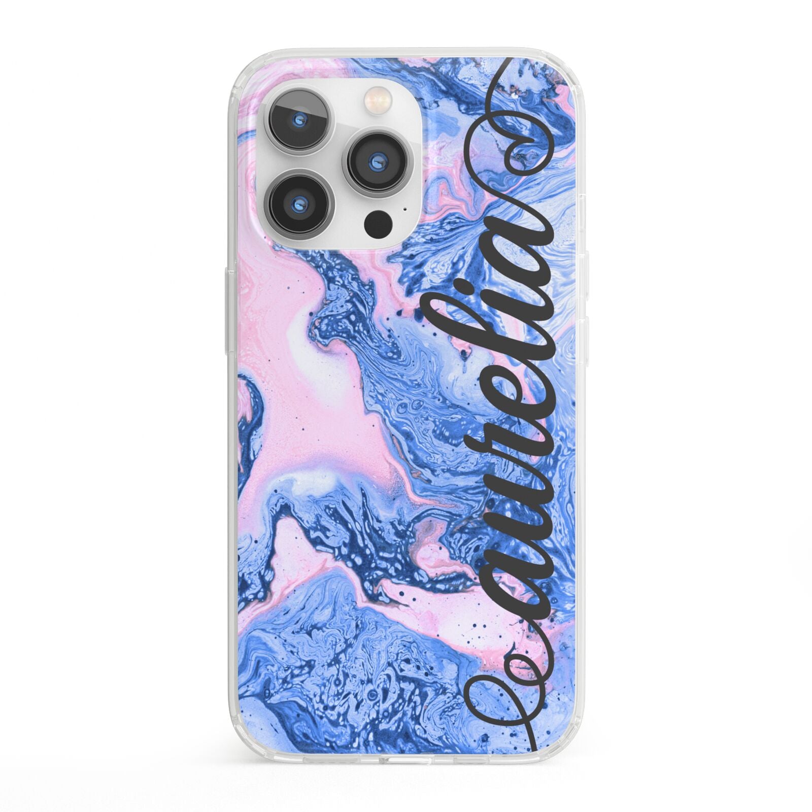 Ocean Blue and Pink Marble iPhone 13 Pro Clear Bumper Case