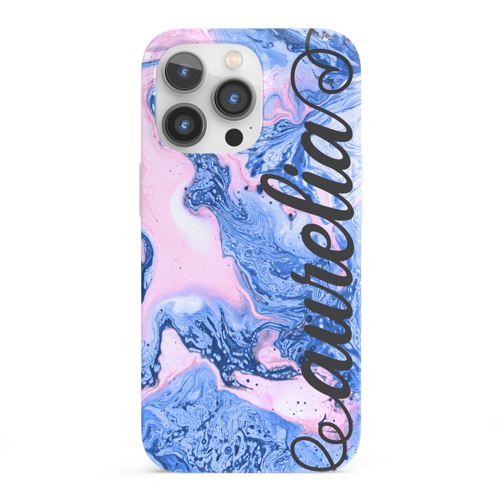 Ocean Blue and Pink Marble iPhone 13 Pro Full Wrap 3D Snap Case