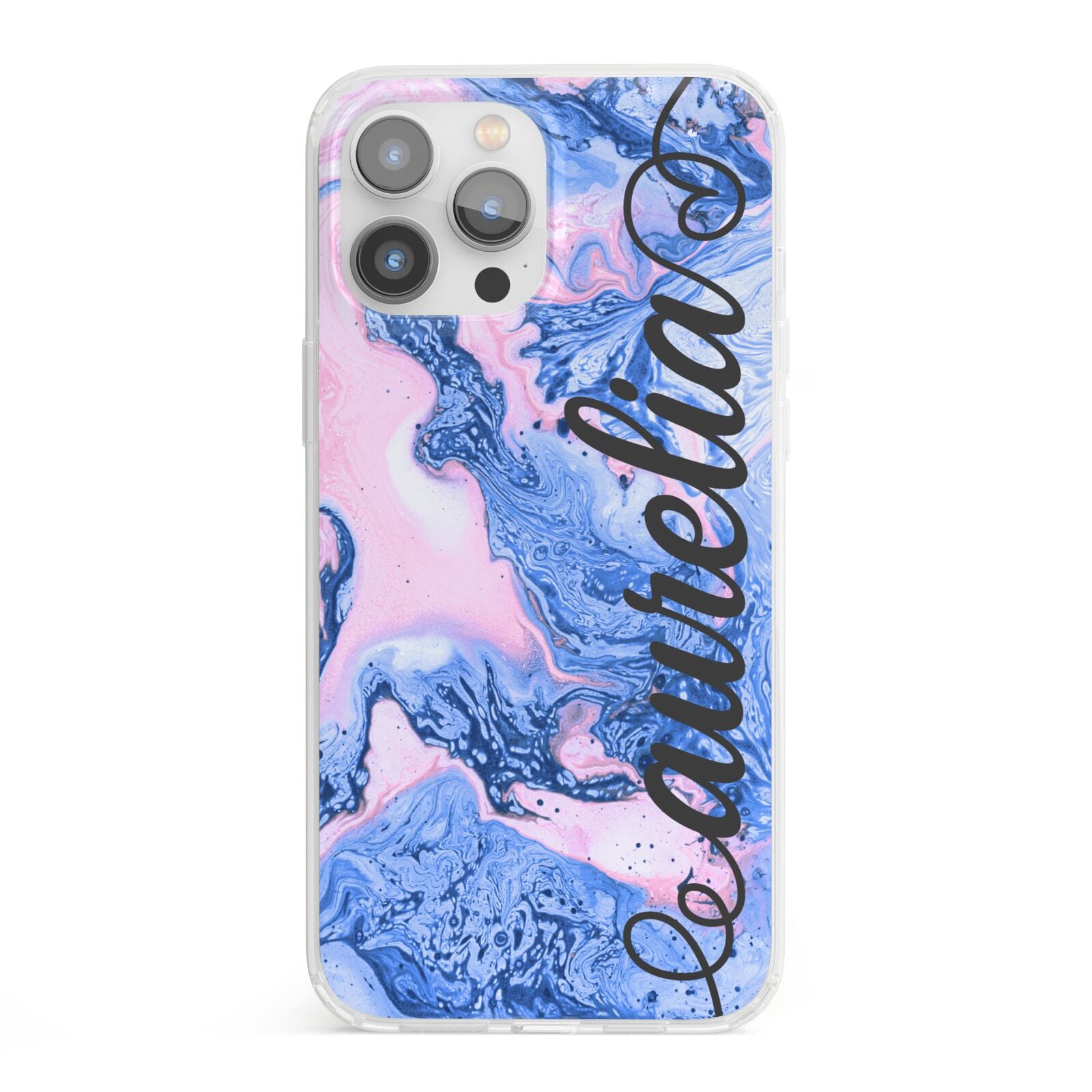 Ocean Blue and Pink Marble iPhone 13 Pro Max Clear Bumper Case
