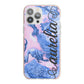 Ocean Blue and Pink Marble iPhone 13 Pro Max TPU Impact Case with Pink Edges