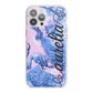 Ocean Blue and Pink Marble iPhone 13 Pro Max TPU Impact Case with White Edges