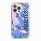 Ocean Blue and Pink Marble iPhone 13 Pro TPU Impact Case with Pink Edges