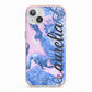 Ocean Blue and Pink Marble iPhone 13 TPU Impact Case with Pink Edges