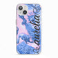 Ocean Blue and Pink Marble iPhone 13 TPU Impact Case with White Edges