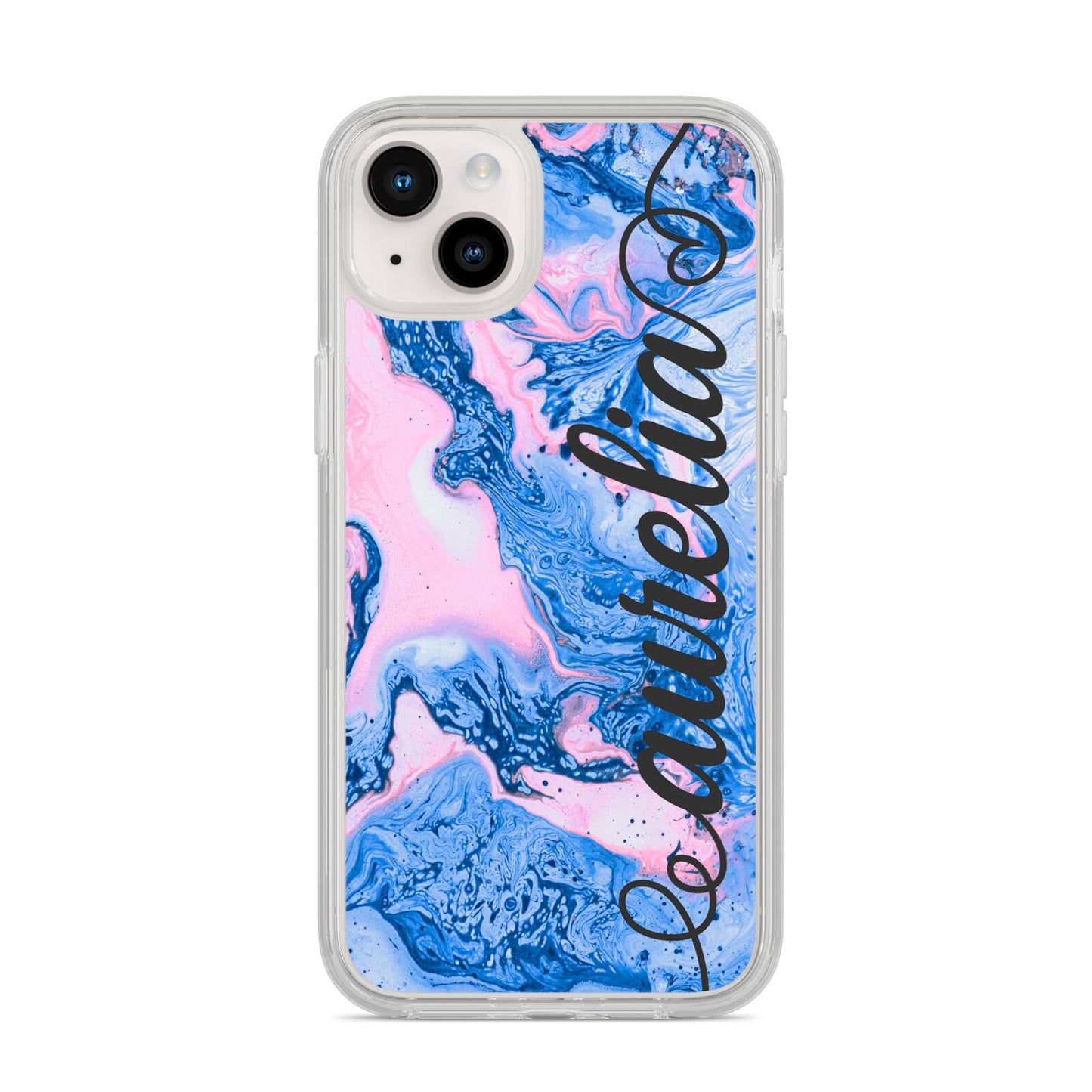 Ocean Blue and Pink Marble iPhone 14 Plus Clear Tough Case Starlight
