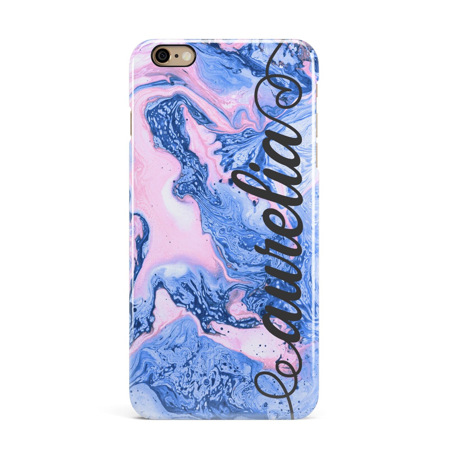 Ocean Blue and Pink Marble iPhone 6 Plus 3D Snap Case on Gold Phone