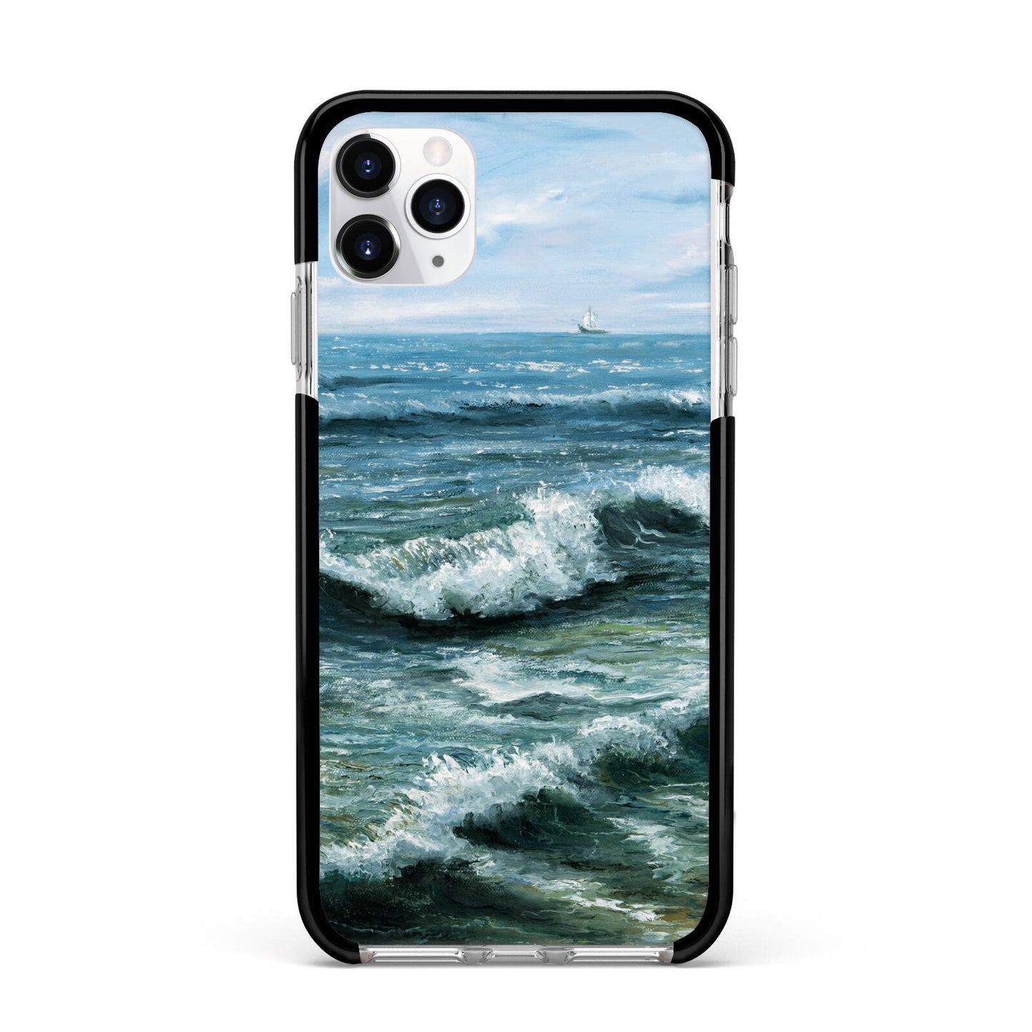 Ocean Brush Stroke Apple iPhone 11 Pro Max in Silver with Black Impact Case