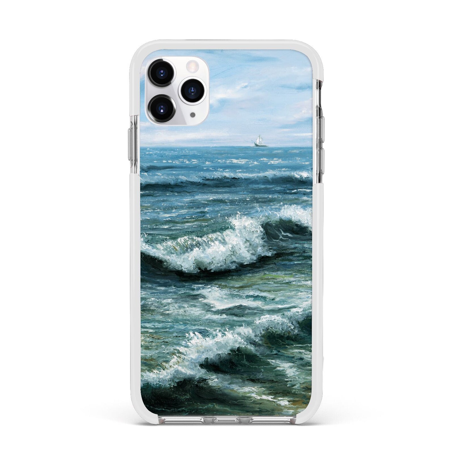 Ocean Brush Stroke Apple iPhone 11 Pro Max in Silver with White Impact Case