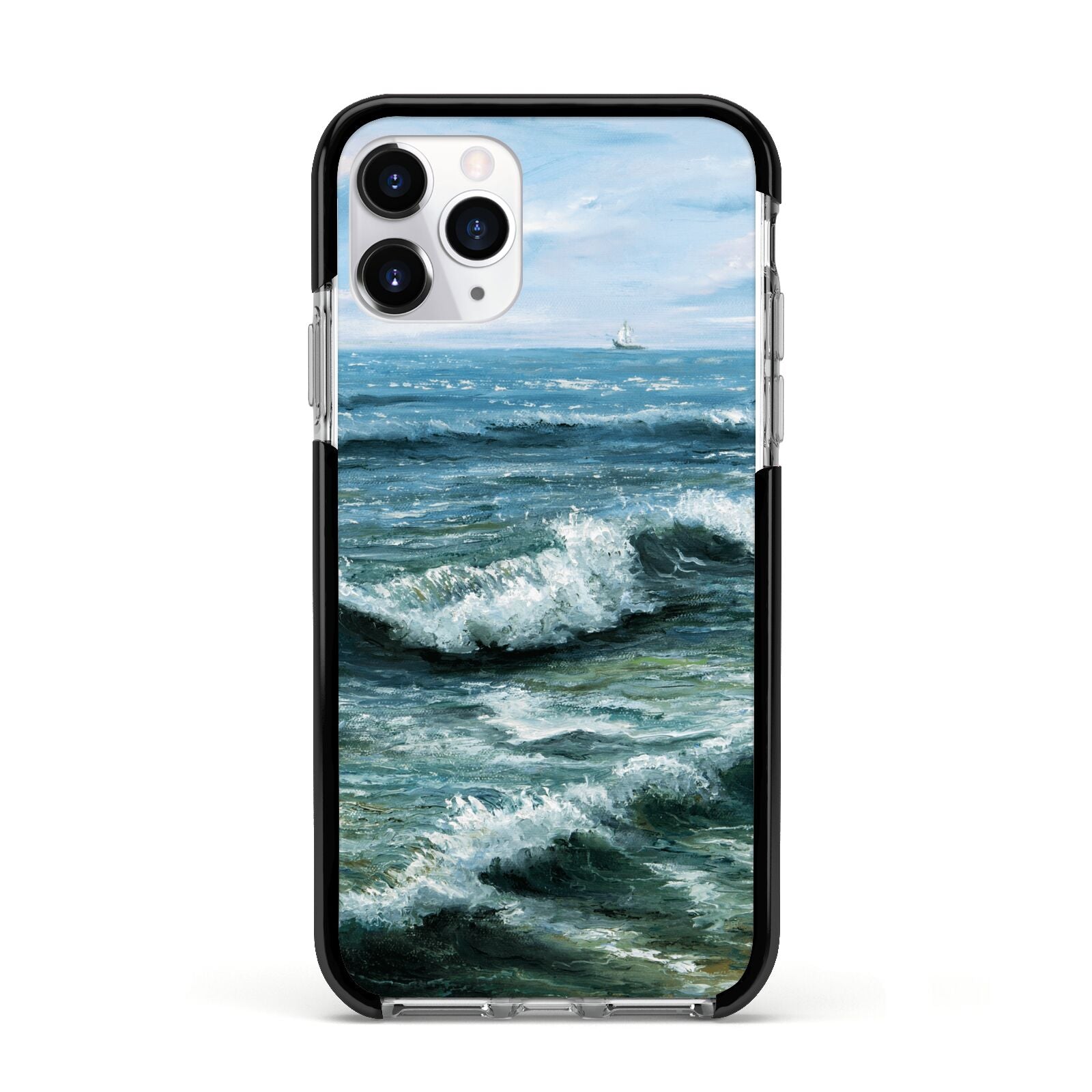 Ocean Brush Stroke Apple iPhone 11 Pro in Silver with Black Impact Case