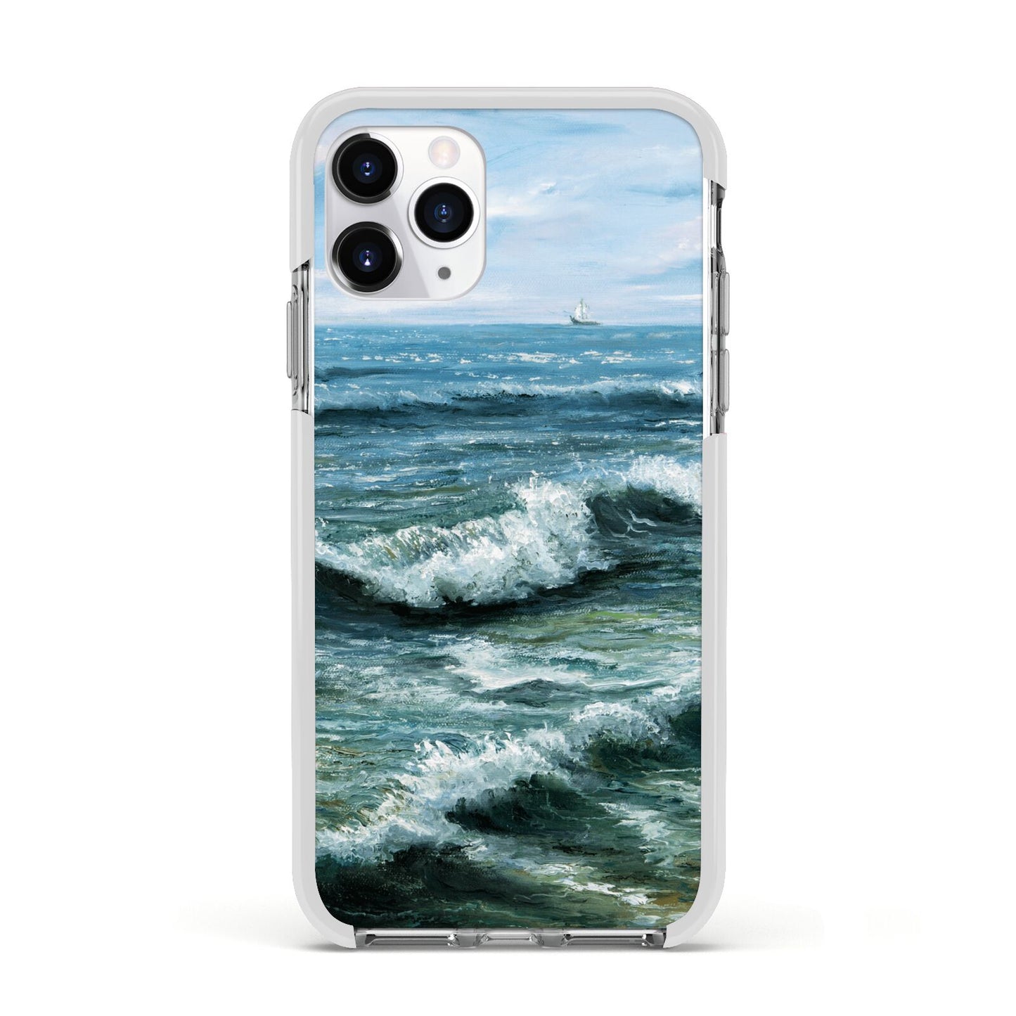 Ocean Brush Stroke Apple iPhone 11 Pro in Silver with White Impact Case