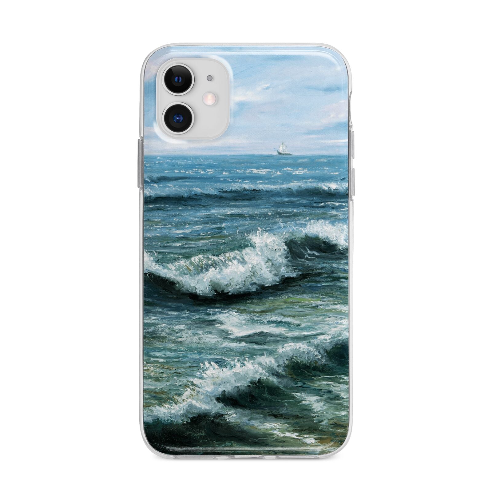 Ocean Brush Stroke Apple iPhone 11 in White with Bumper Case