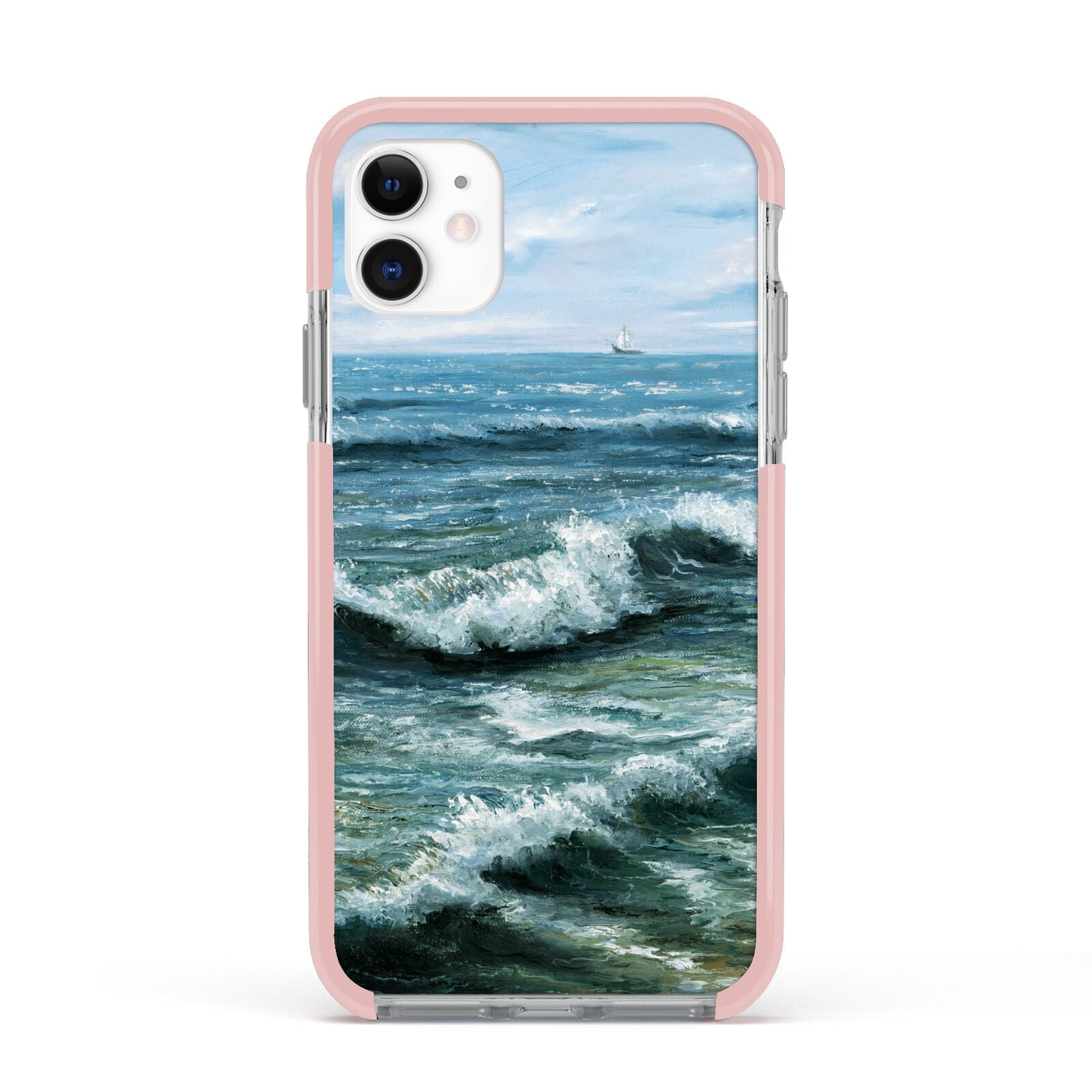 Ocean Brush Stroke Apple iPhone 11 in White with Pink Impact Case