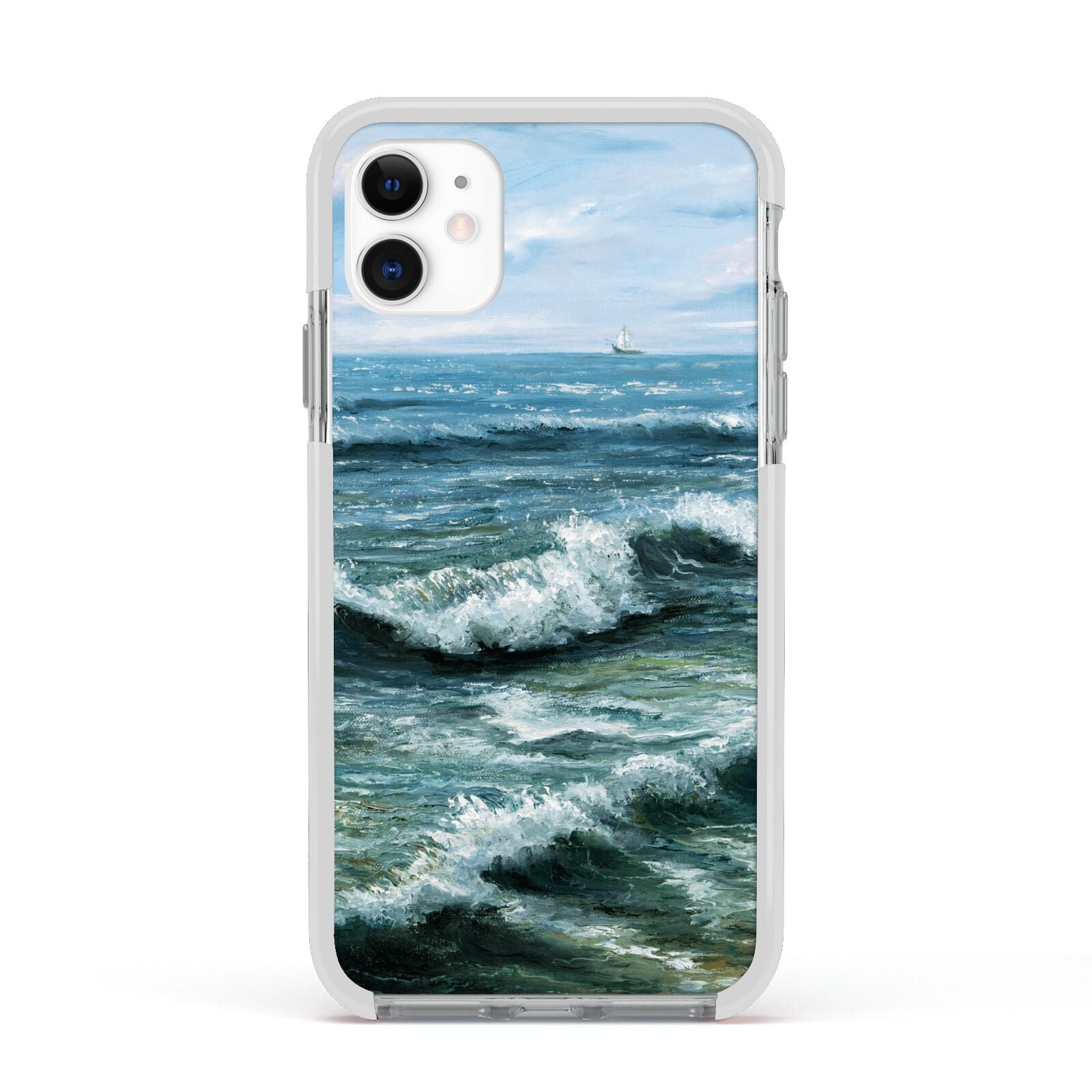 Ocean Brush Stroke Apple iPhone 11 in White with White Impact Case