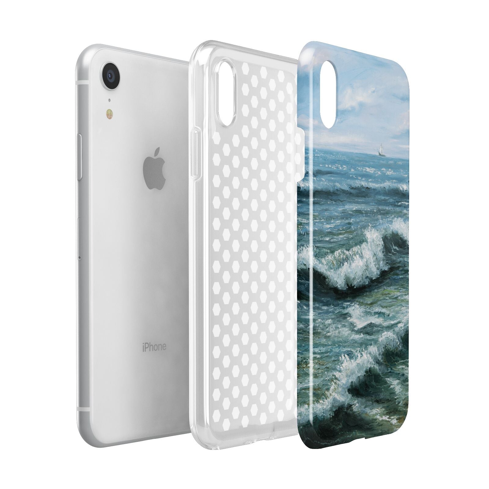 Ocean Brush Stroke Apple iPhone XR White 3D Tough Case Expanded view