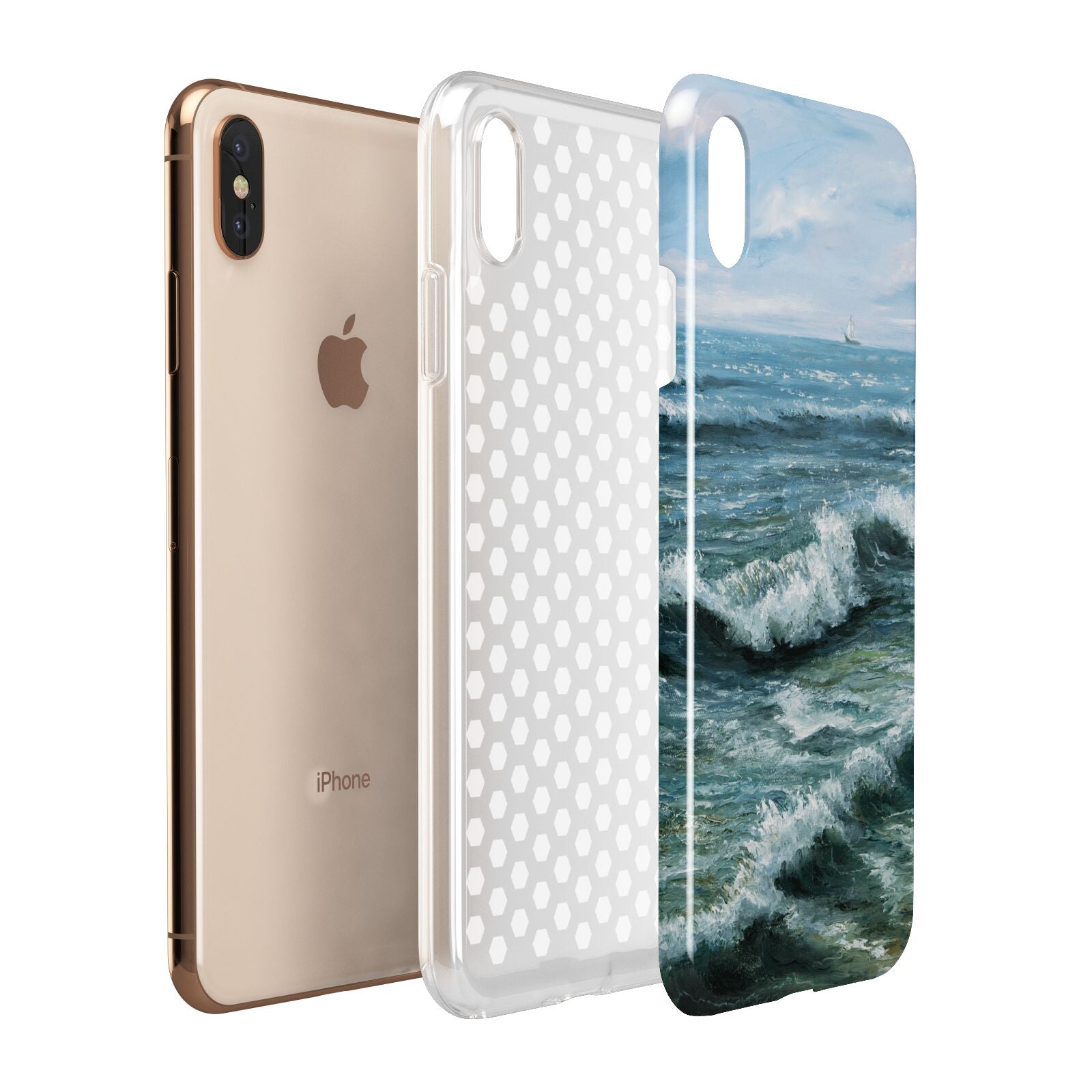 Ocean Brush Stroke Apple iPhone Xs Max 3D Tough Case Expanded View