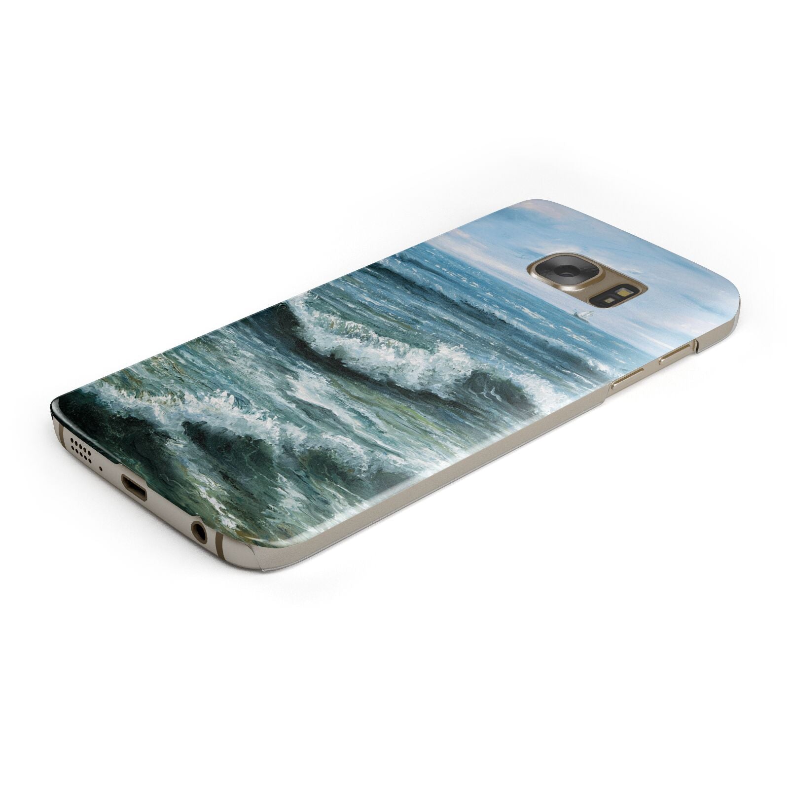 Ocean Brush Stroke Protective Samsung Galaxy Case Angled Image