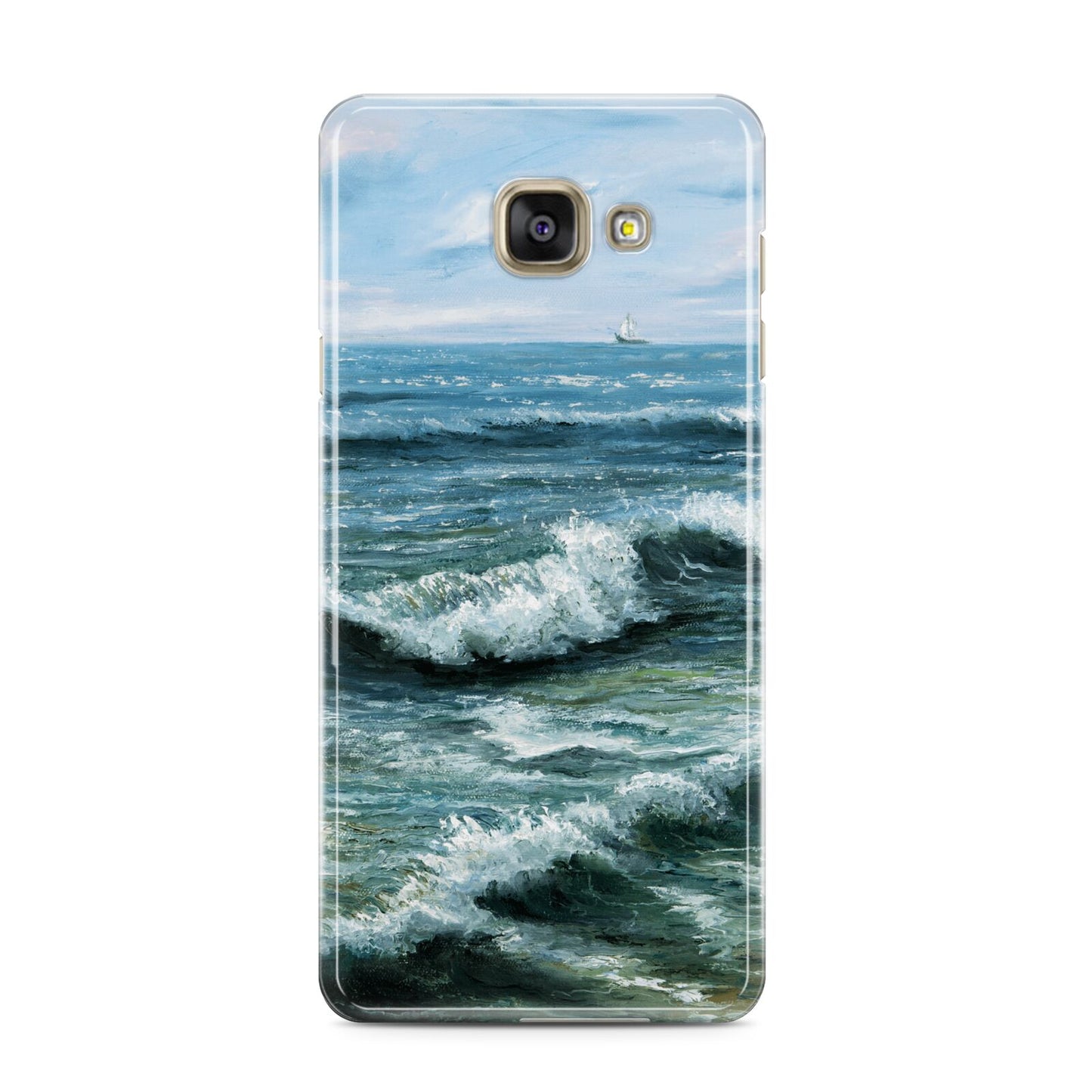 Ocean Brush Stroke Samsung Galaxy A3 2016 Case on gold phone