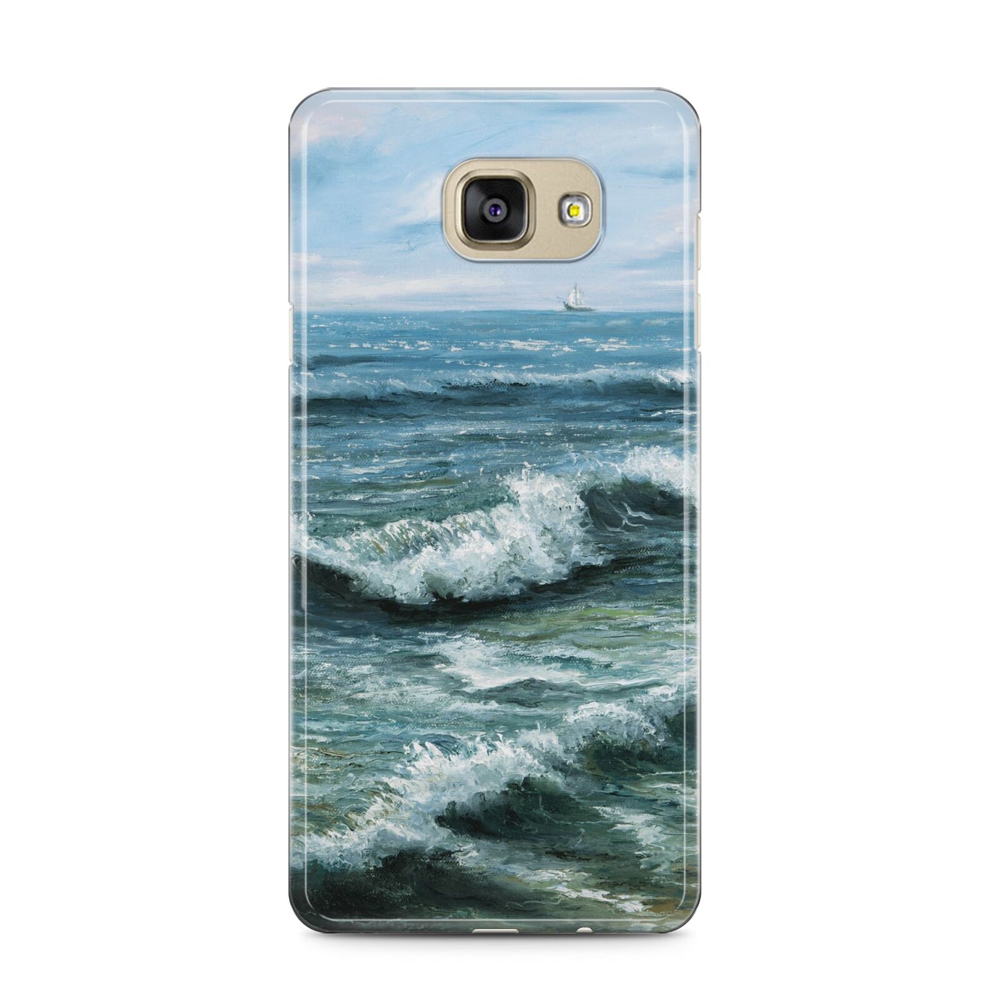 Ocean Brush Stroke Samsung Galaxy A5 2016 Case on gold phone