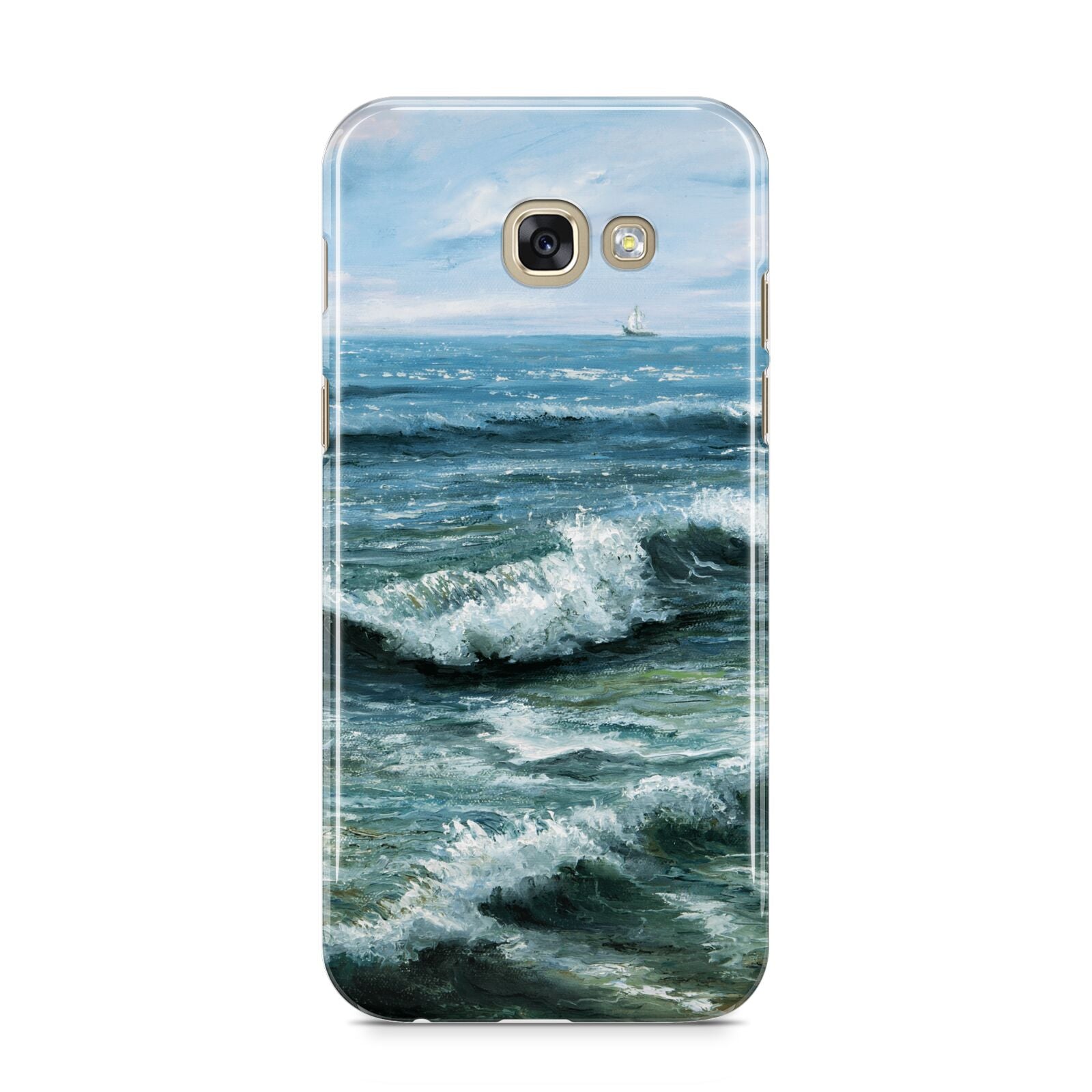 Ocean Brush Stroke Samsung Galaxy A5 2017 Case on gold phone