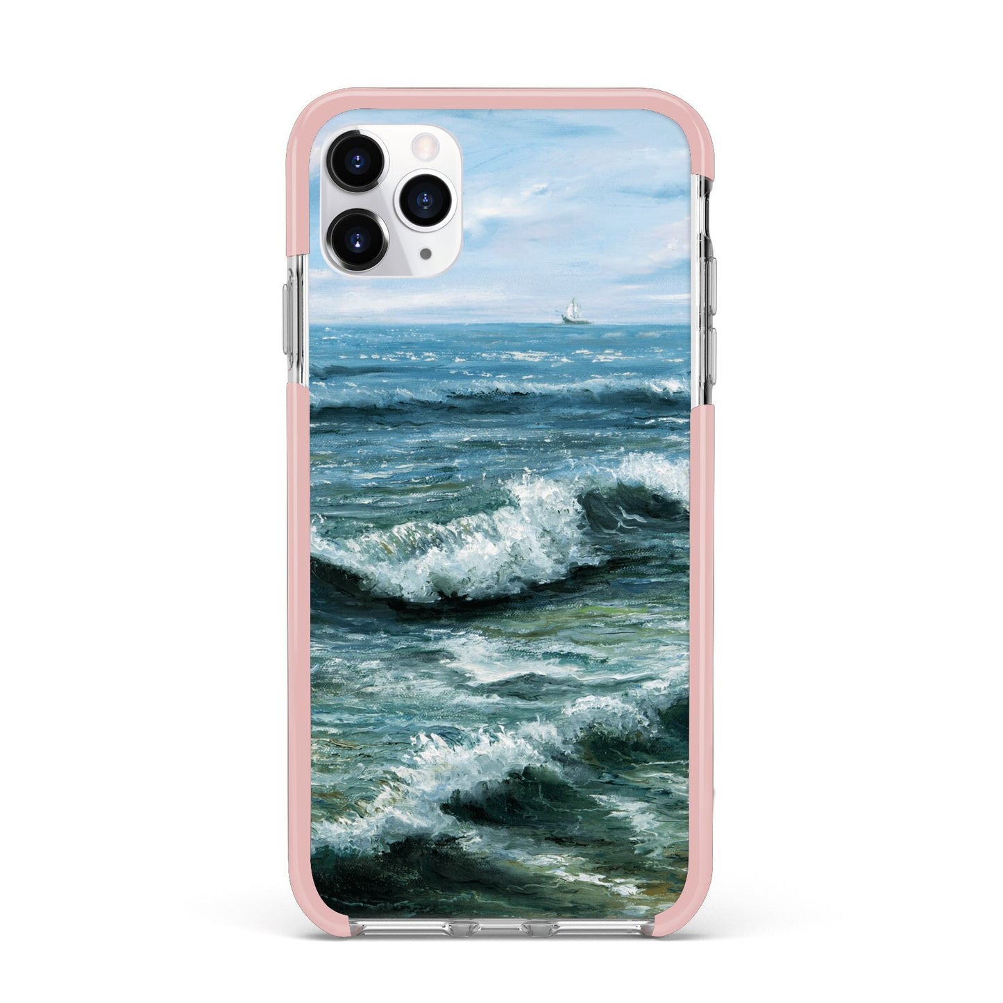 Ocean Brush Stroke iPhone 11 Pro Max Impact Pink Edge Case