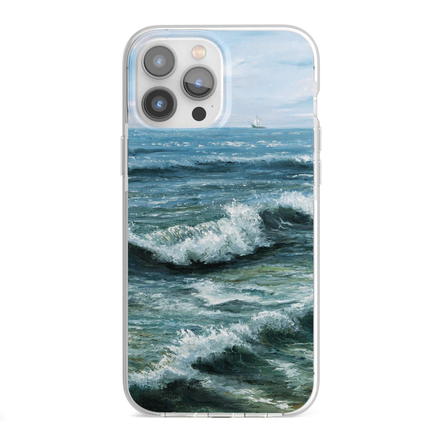 Ocean Brush Stroke iPhone 13 Pro Max TPU Impact Case with White Edges