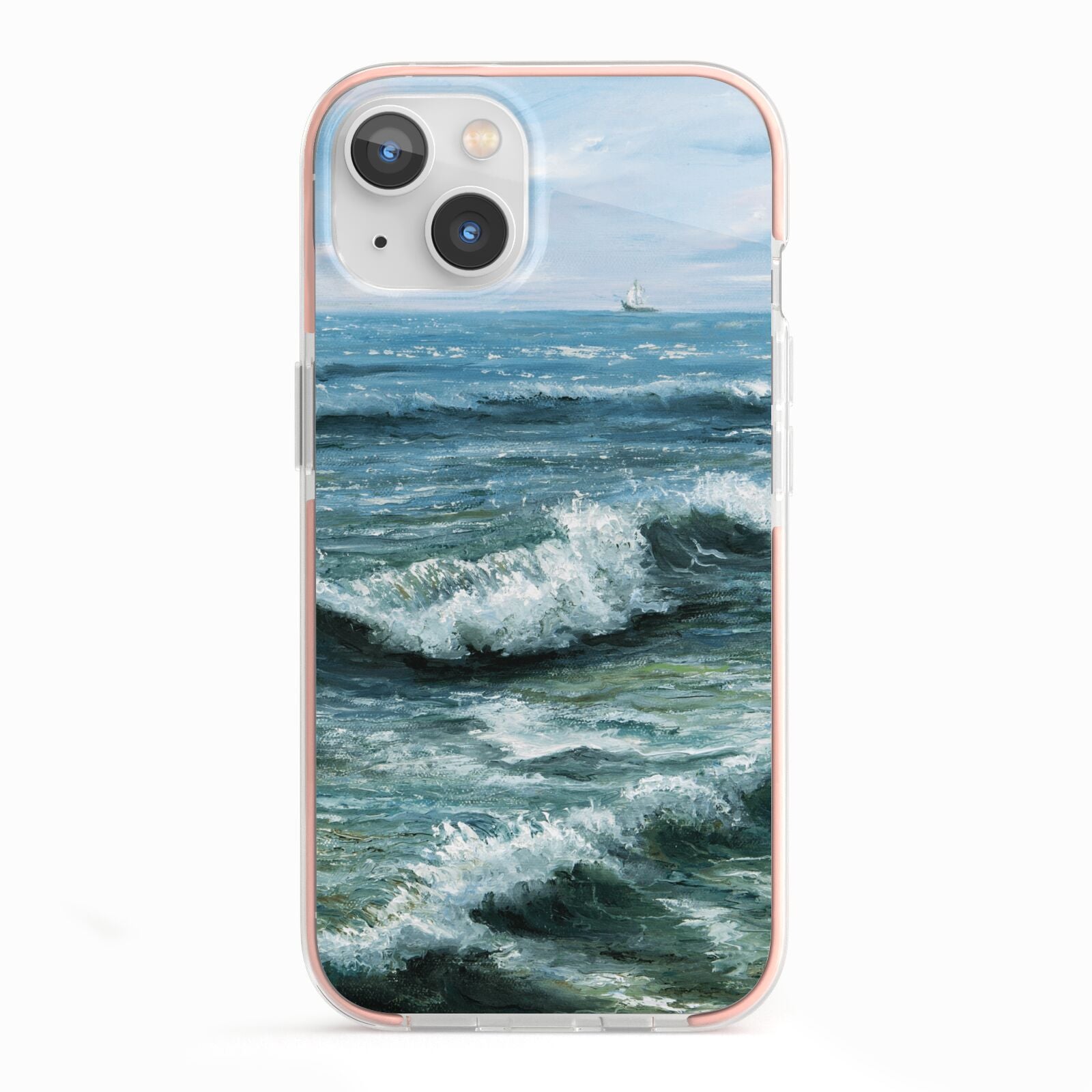 Ocean Brush Stroke iPhone 13 TPU Impact Case with Pink Edges