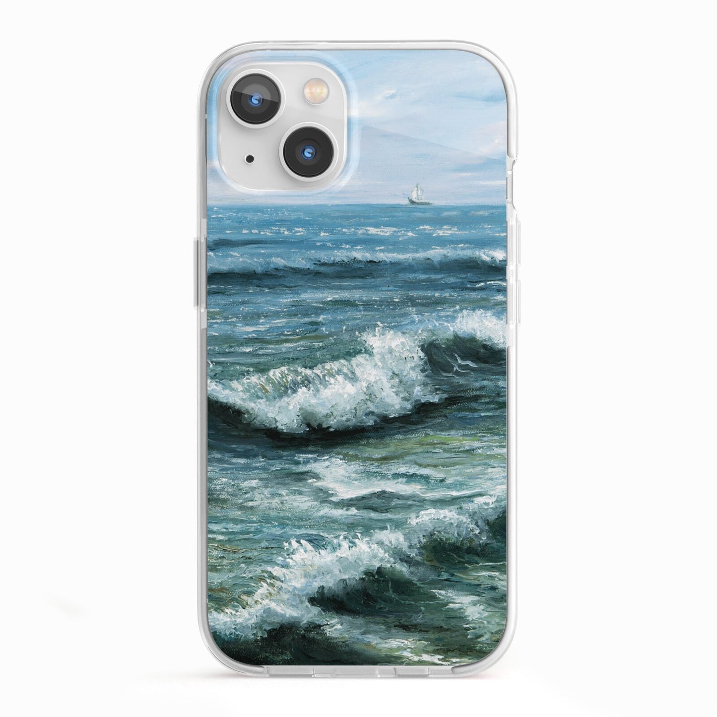 Ocean Brush Stroke iPhone 13 TPU Impact Case with White Edges