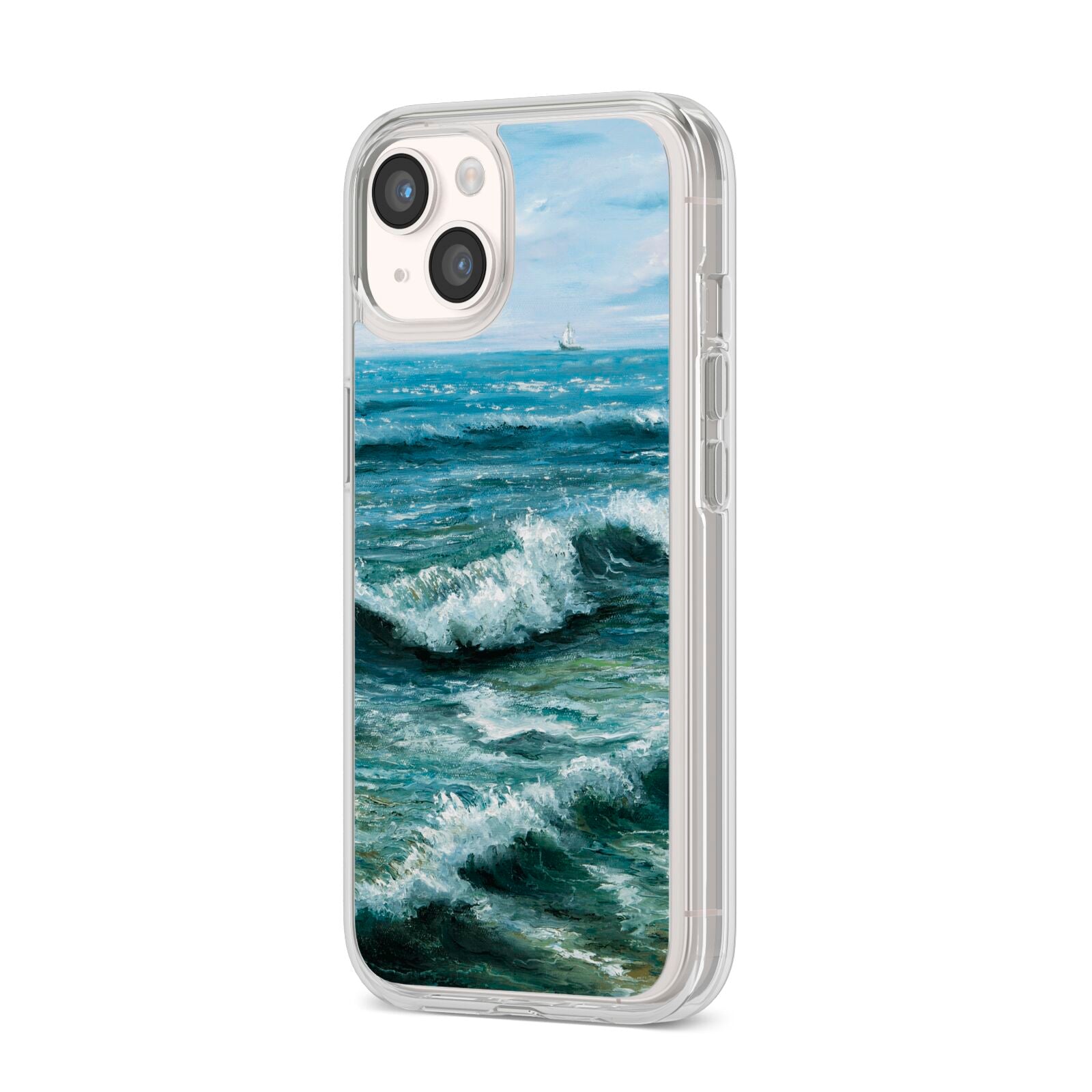 Ocean Brush Stroke iPhone 14 Clear Tough Case Starlight Angled Image