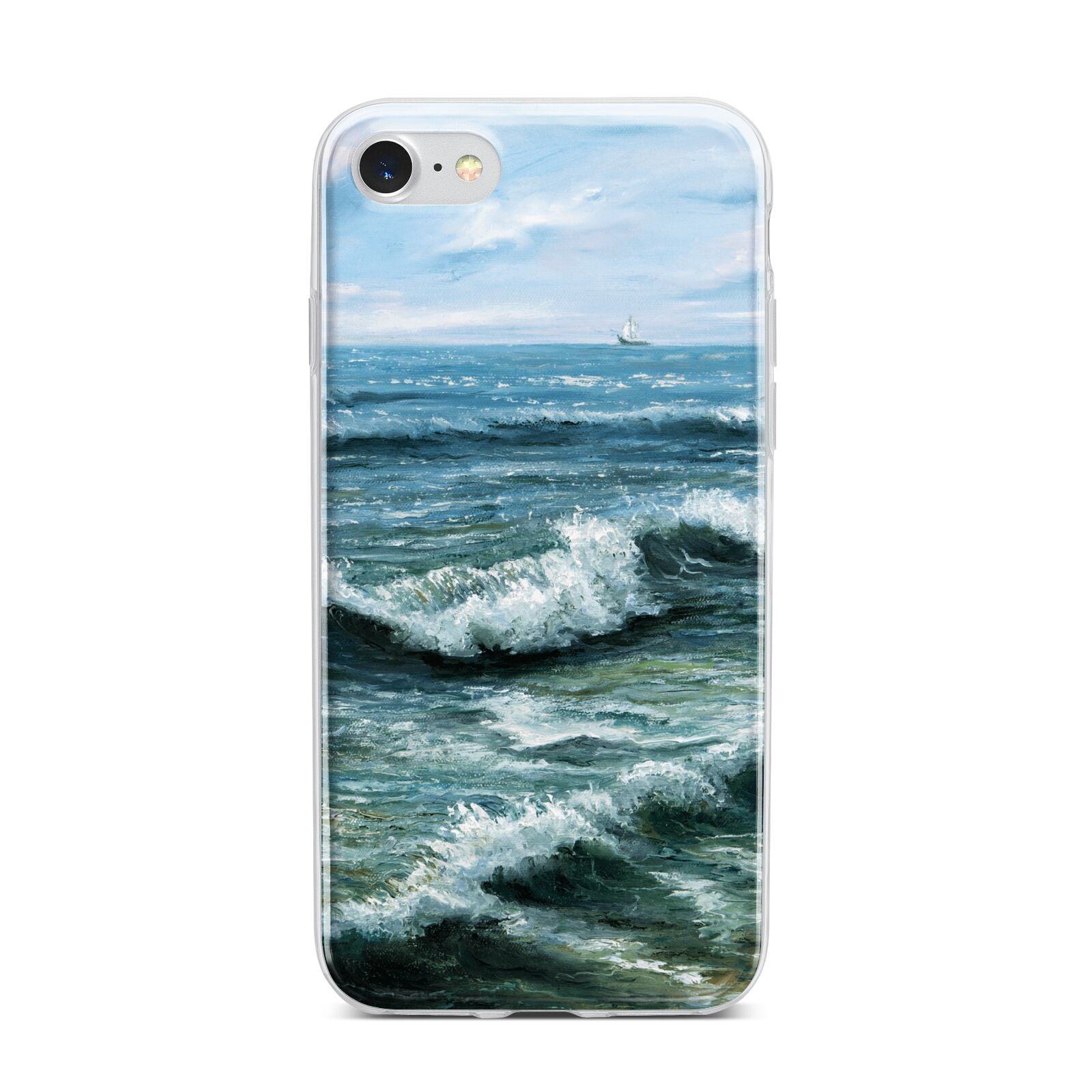 Ocean Brush Stroke iPhone 7 Bumper Case on Silver iPhone