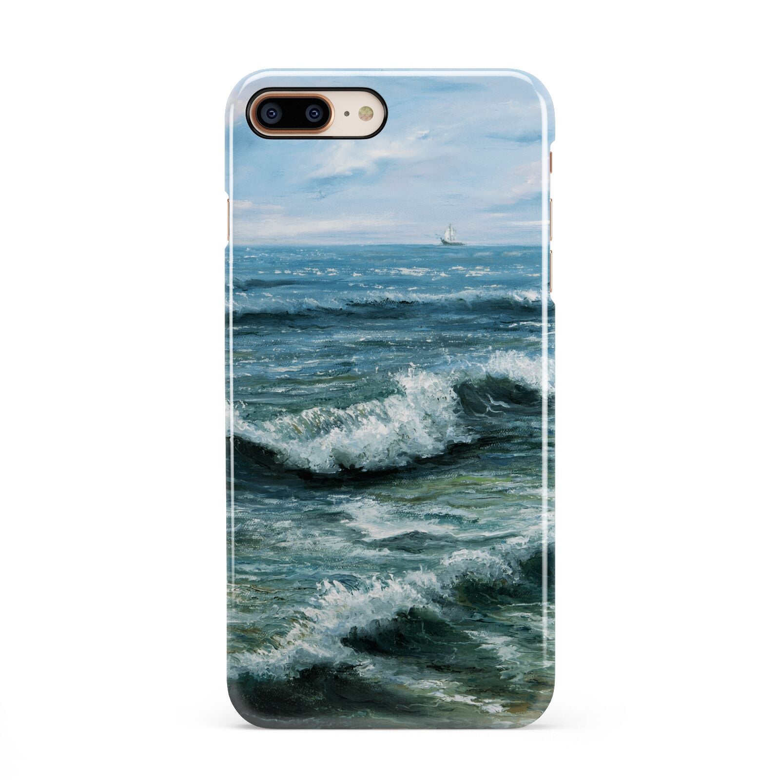 Ocean Brush Stroke iPhone 8 Plus 3D Snap Case on Gold Phone