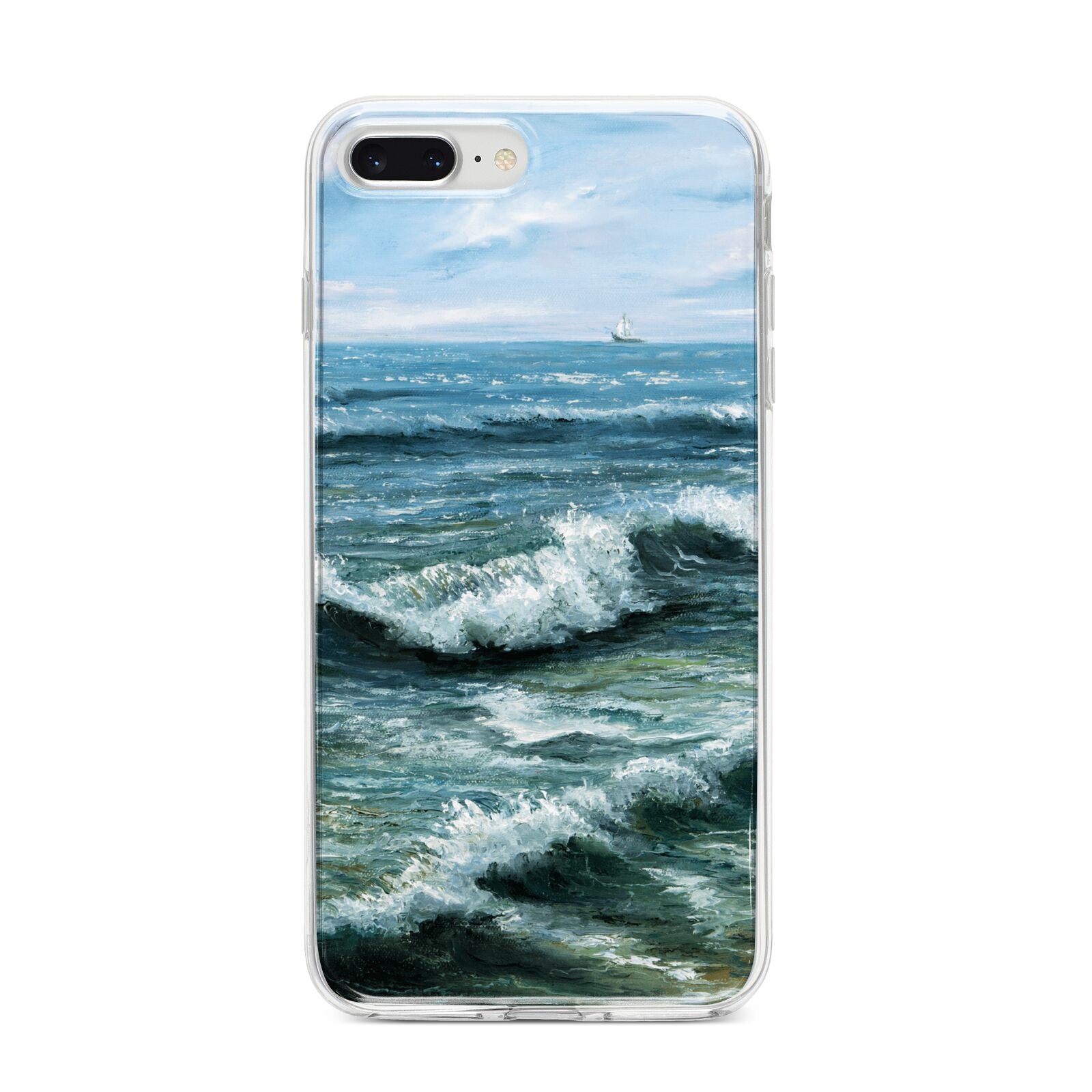 Ocean Brush Stroke iPhone 8 Plus Bumper Case on Silver iPhone