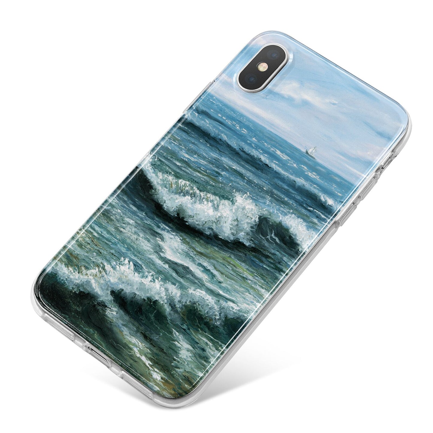 Ocean Brush Stroke iPhone X Bumper Case on Silver iPhone