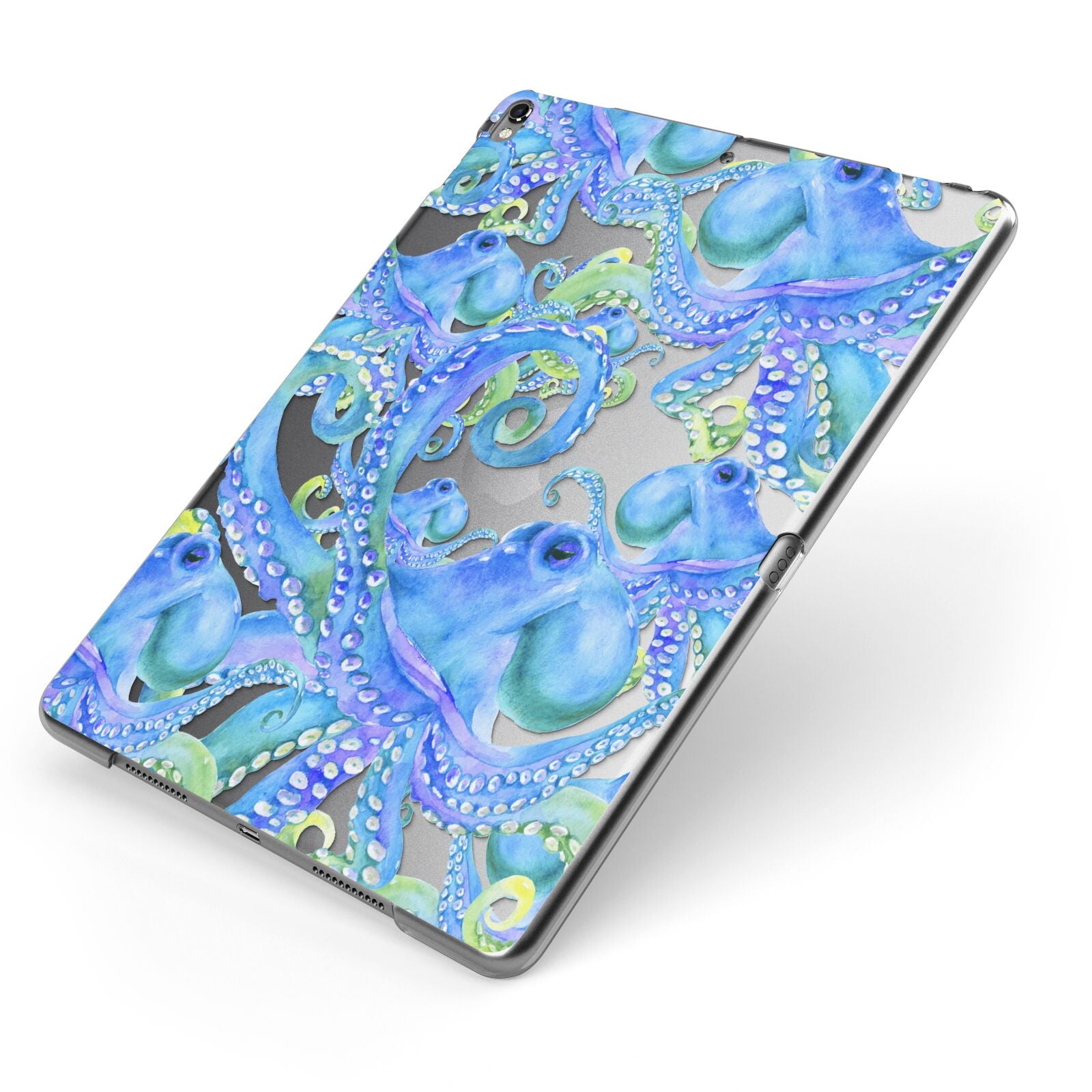 Octopus Apple iPad Case on Grey iPad Side View