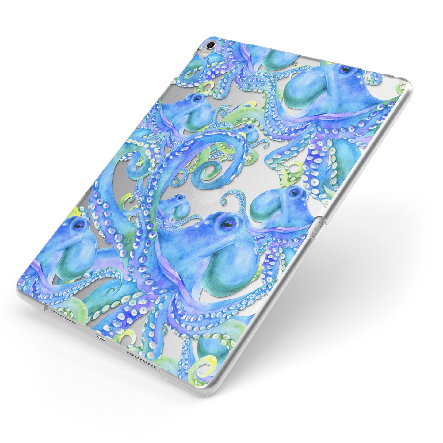 Octopus Apple iPad Case on Silver iPad Side View