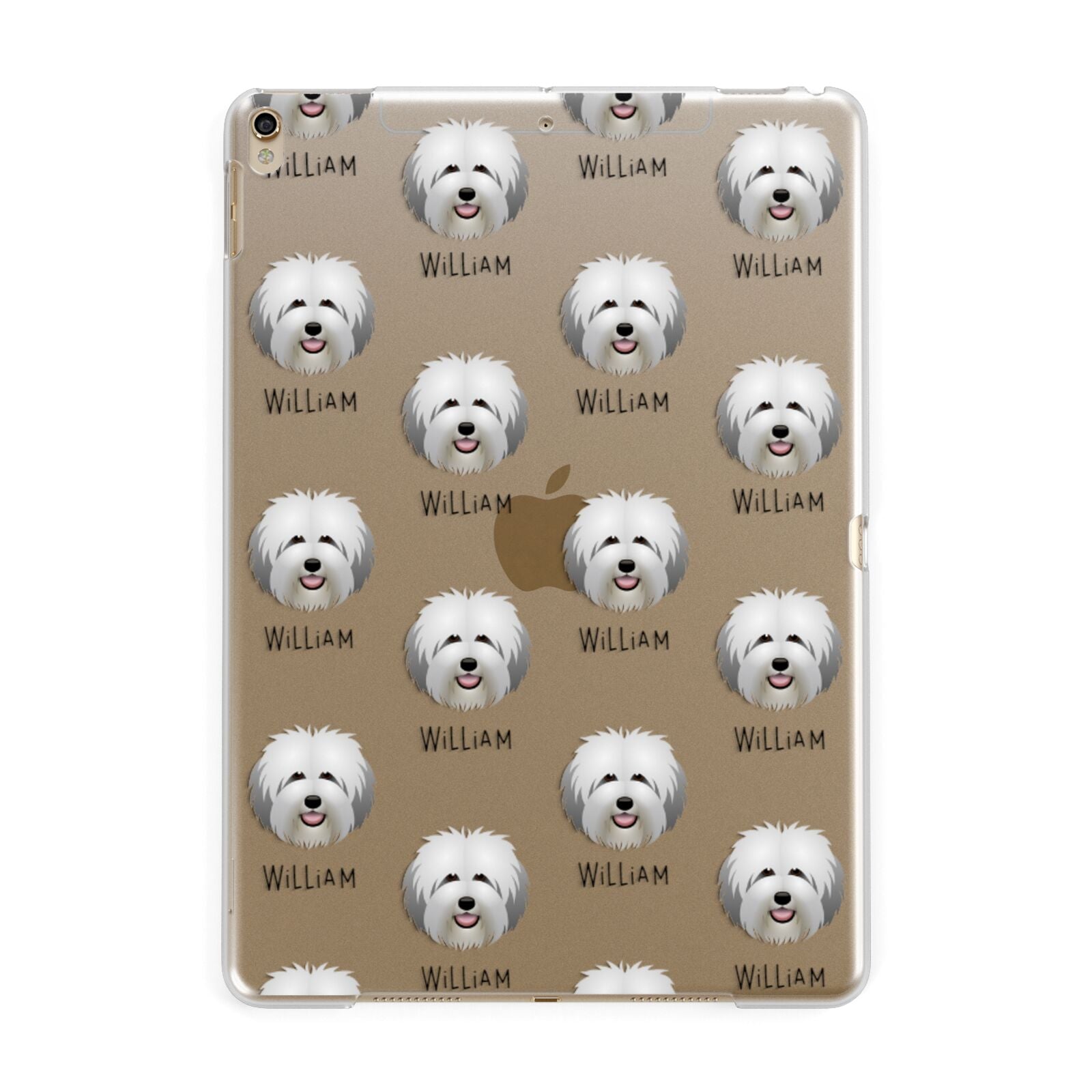 Old English Sheepdog Icon with Name Apple iPad Gold Case