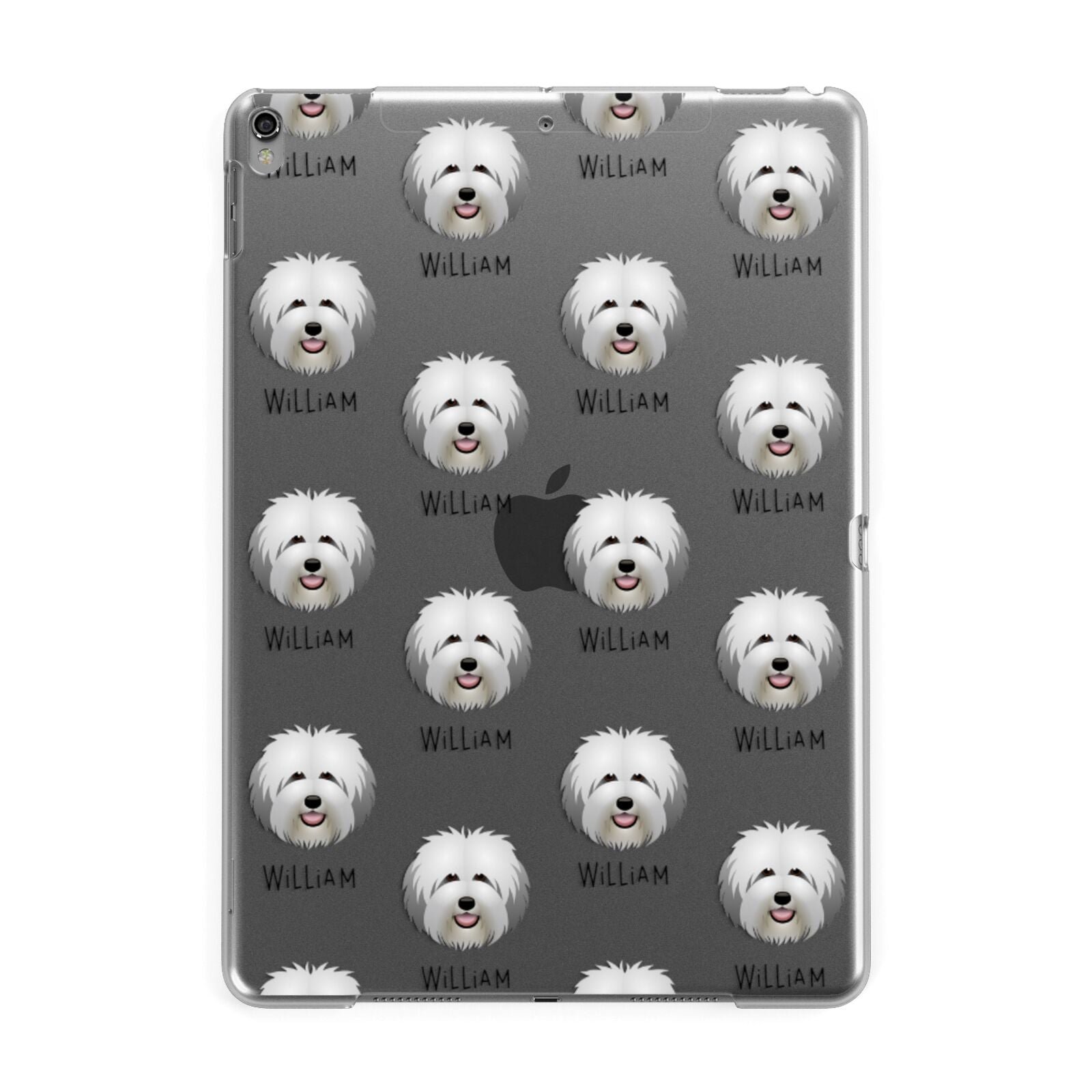 Old English Sheepdog Icon with Name Apple iPad Grey Case