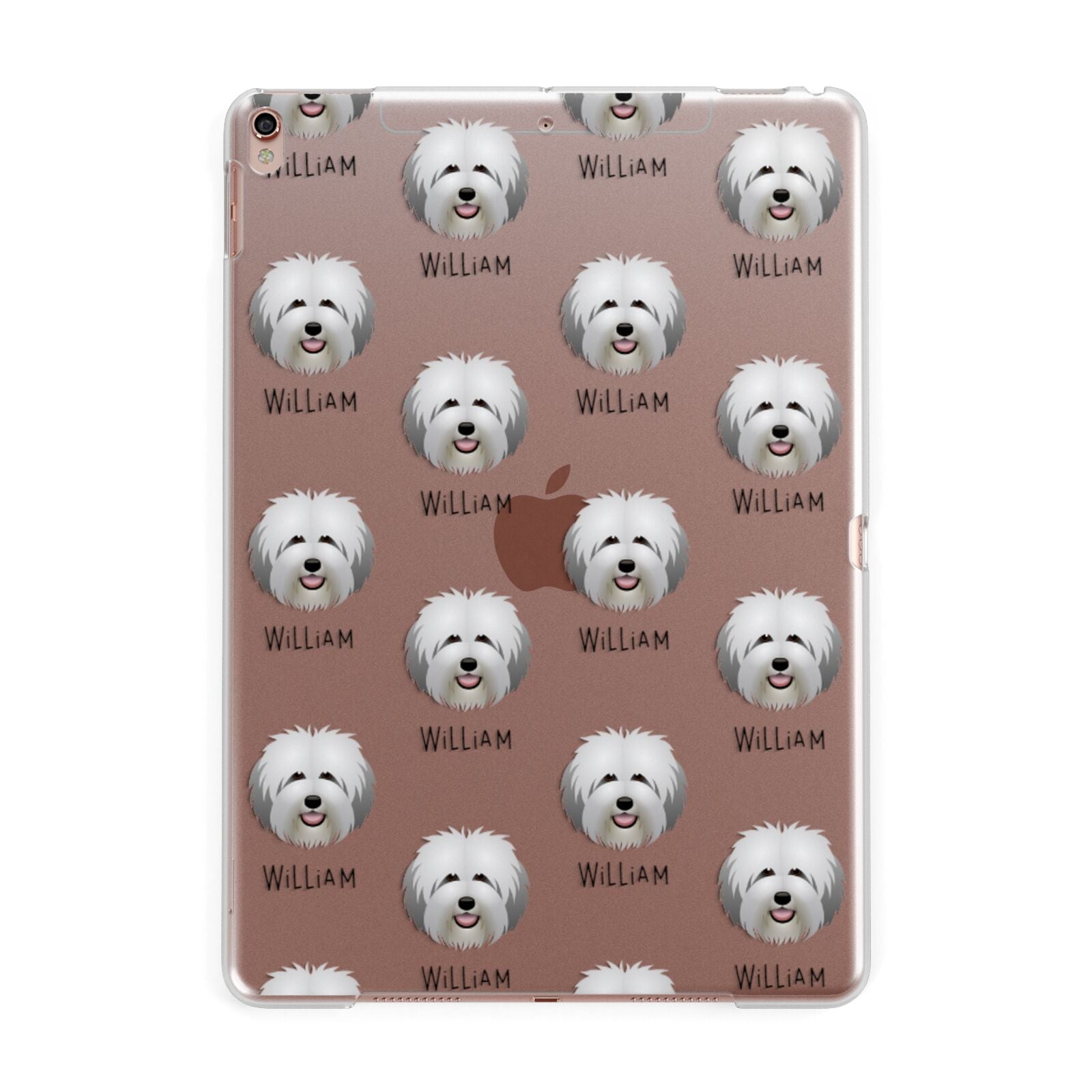 Old English Sheepdog Icon with Name Apple iPad Rose Gold Case