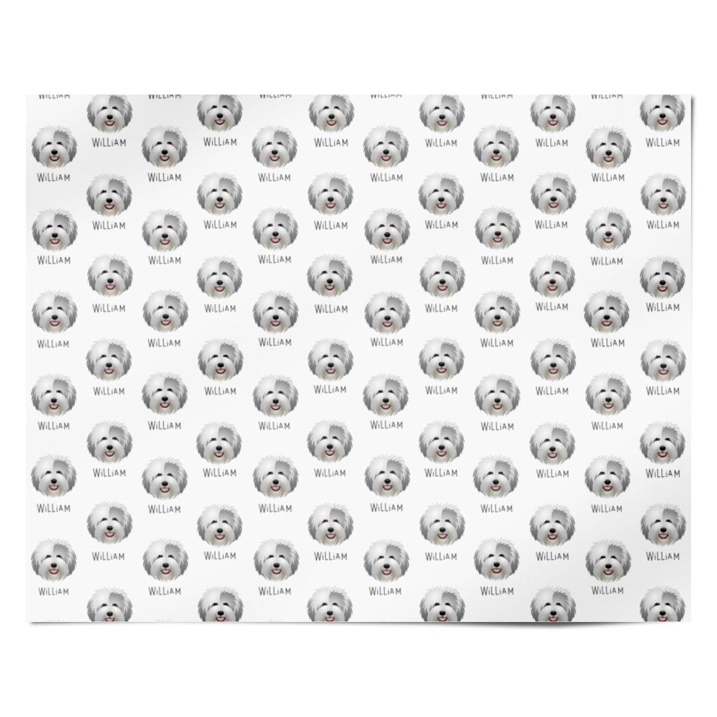 Old English Sheepdog Icon with Name Personalised Wrapping Paper Alternative