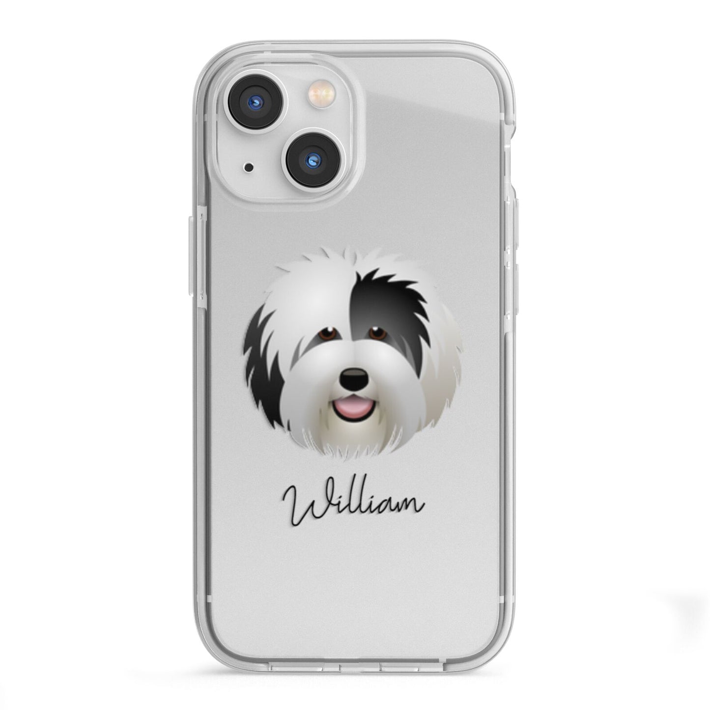 Old English Sheepdog Personalised iPhone 13 Mini TPU Impact Case with White Edges