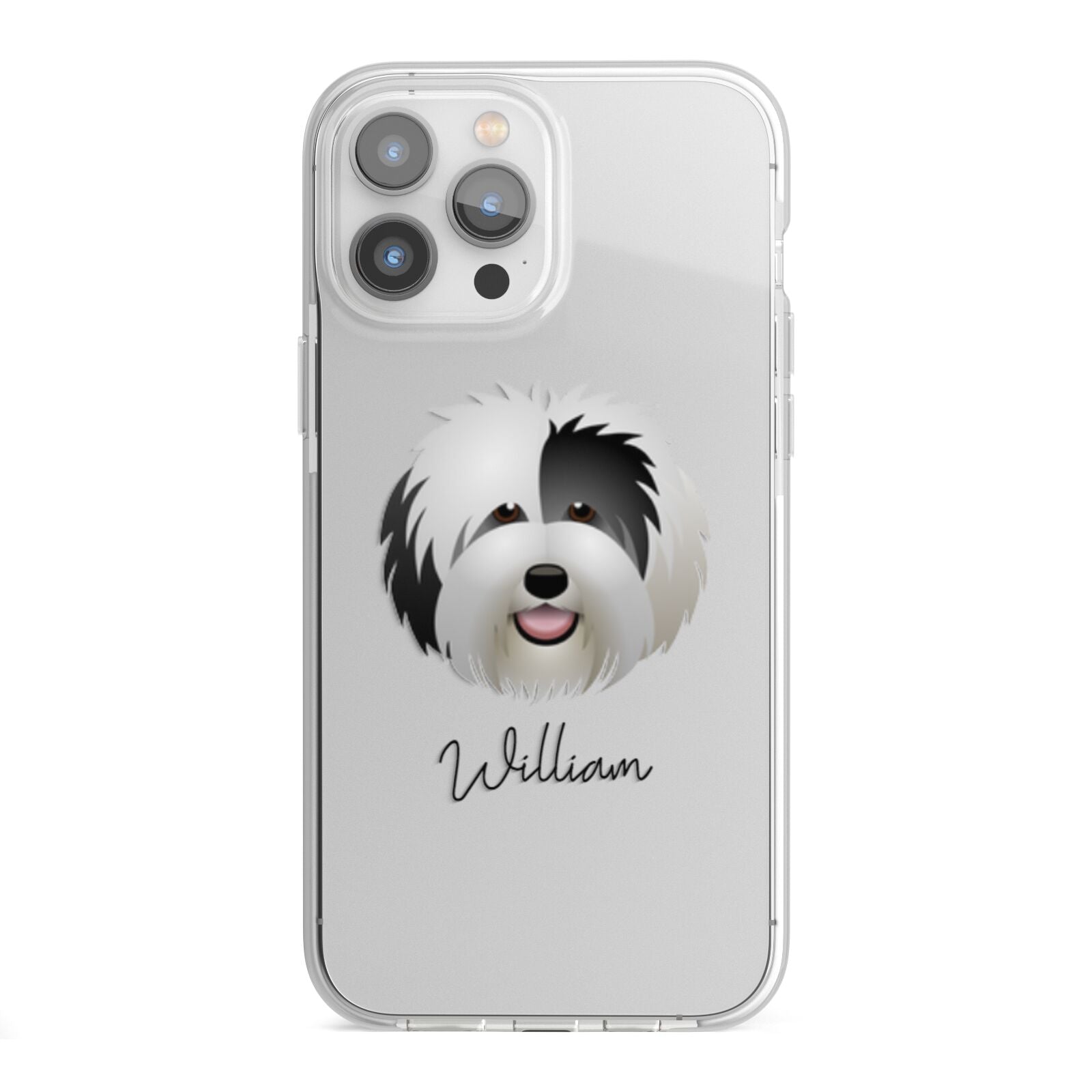 Old English Sheepdog Personalised iPhone 13 Pro Max TPU Impact Case with White Edges