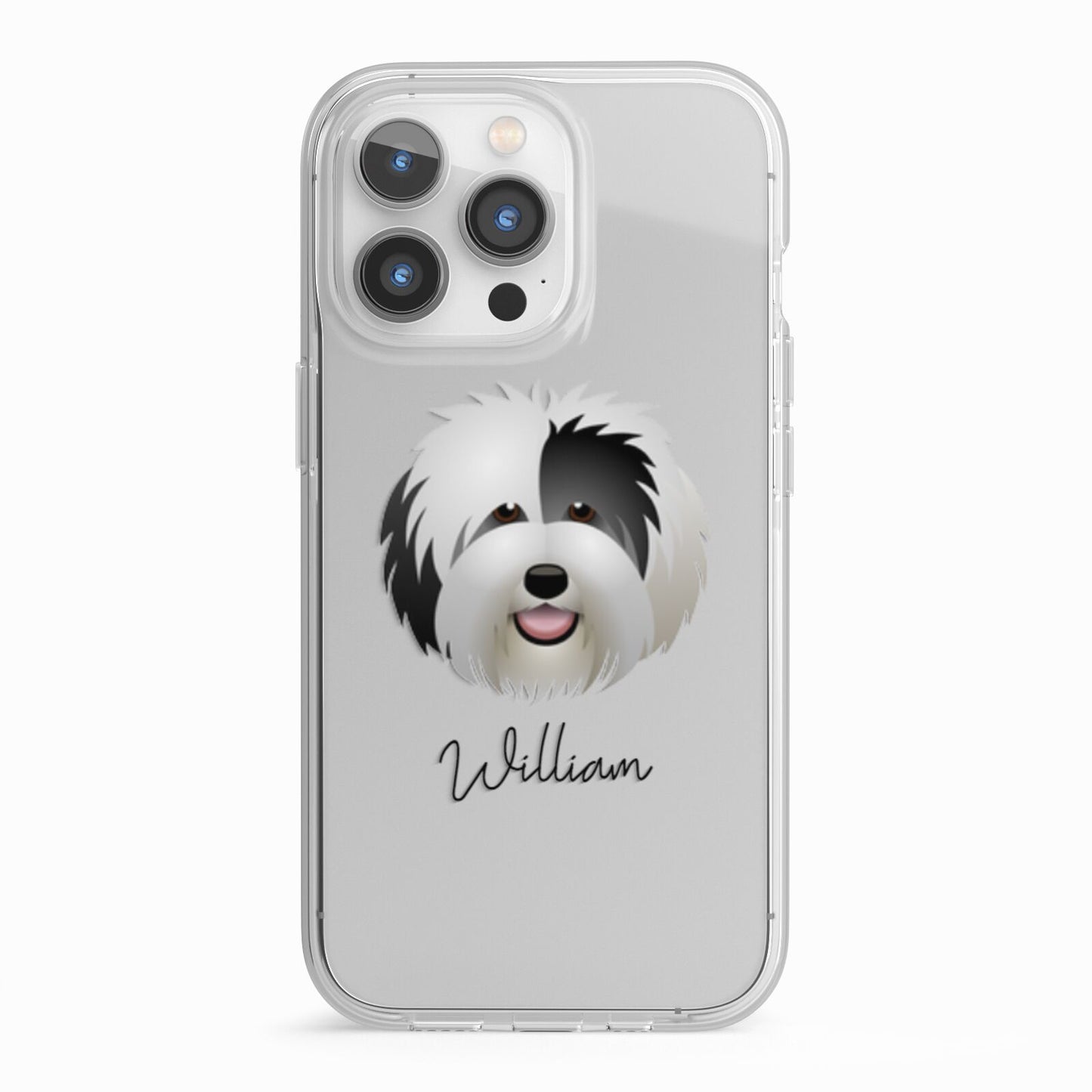 Old English Sheepdog Personalised iPhone 13 Pro TPU Impact Case with White Edges