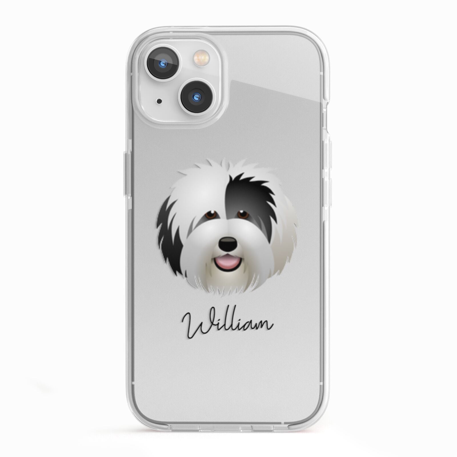 Old English Sheepdog Personalised iPhone 13 TPU Impact Case with White Edges