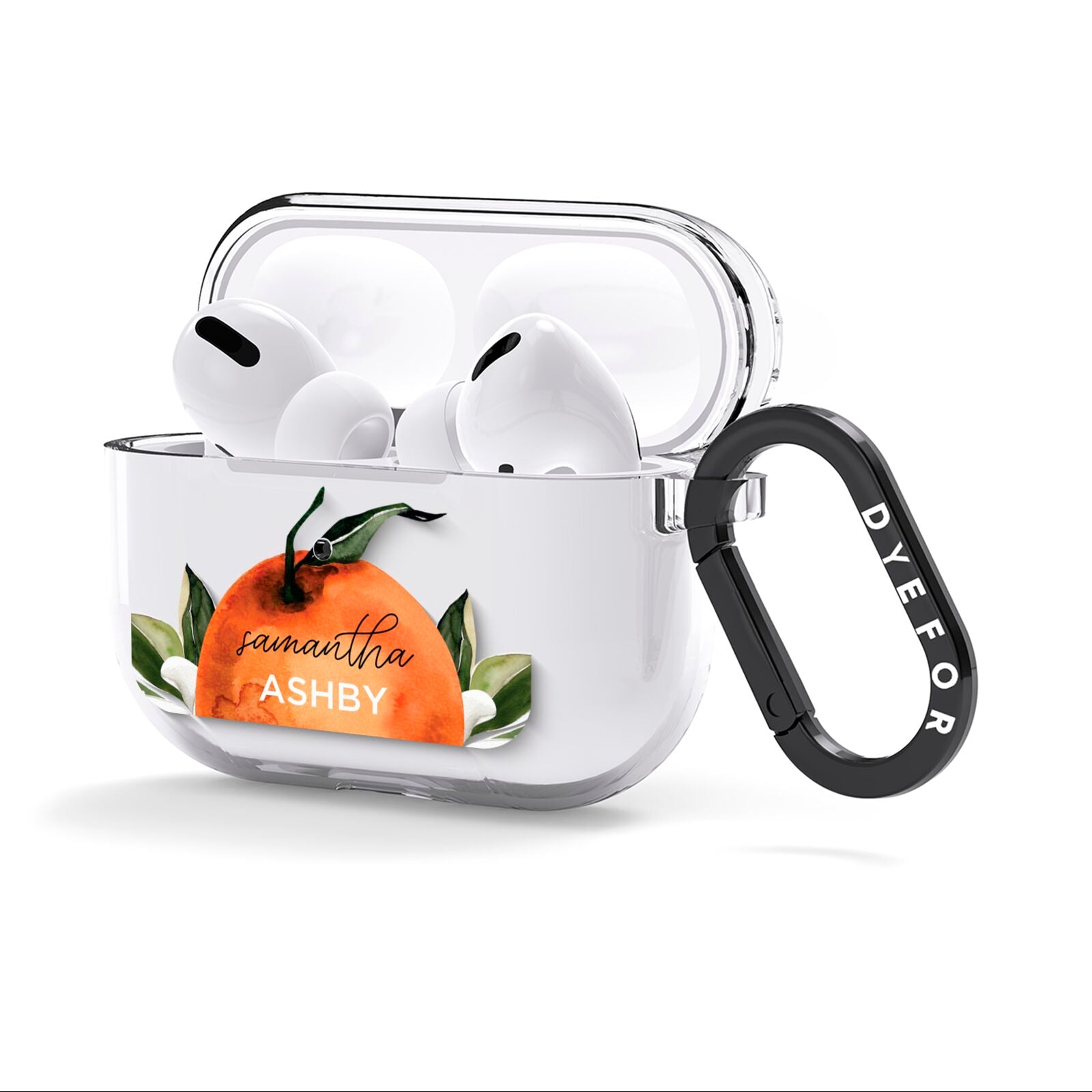 Orange Blossom Personalised Name AirPods Clear Case 3rd Gen Side Image