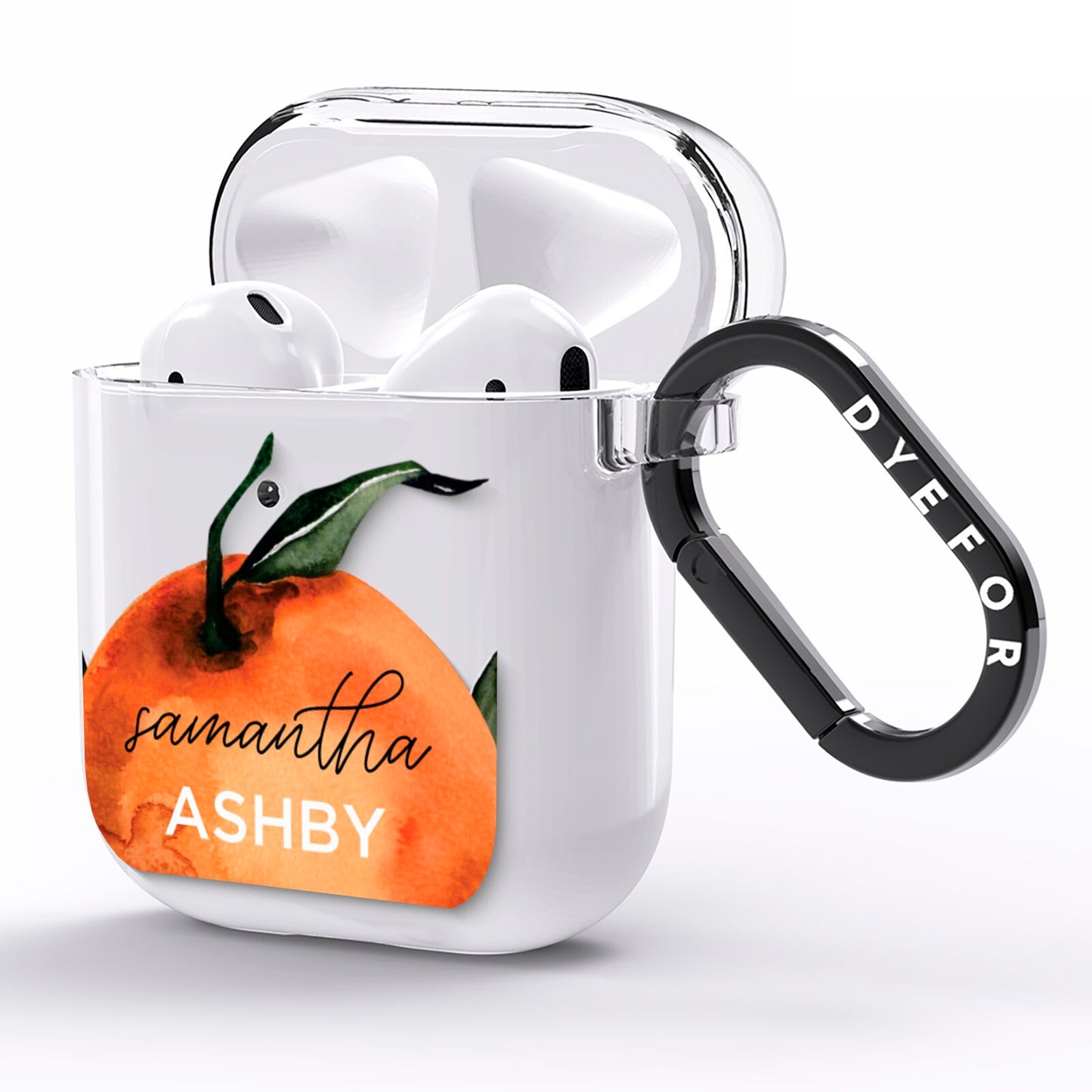 Orange Blossom Personalised Name AirPods Clear Case Side Image