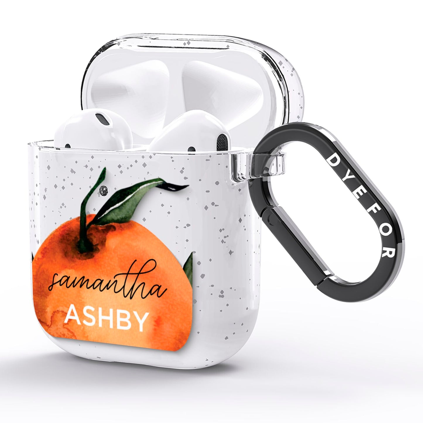 Orange Blossom Personalised Name AirPods Glitter Case Side Image